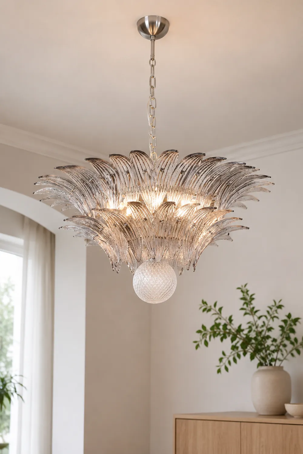Murano Palmette Transparent Chandelier - Lumpaz