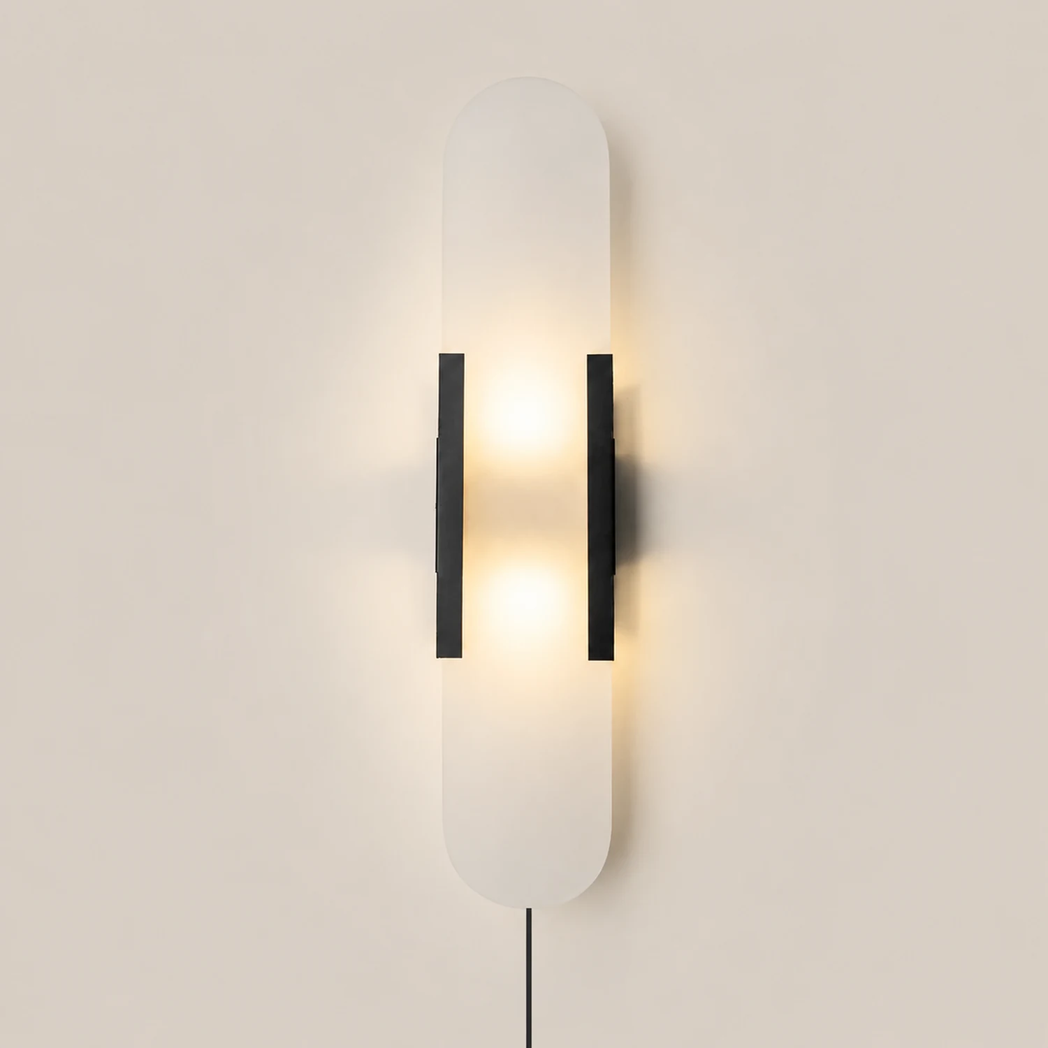 Geometric Harmony Alabaster Plug In Wall Lamp - Lumpaz
