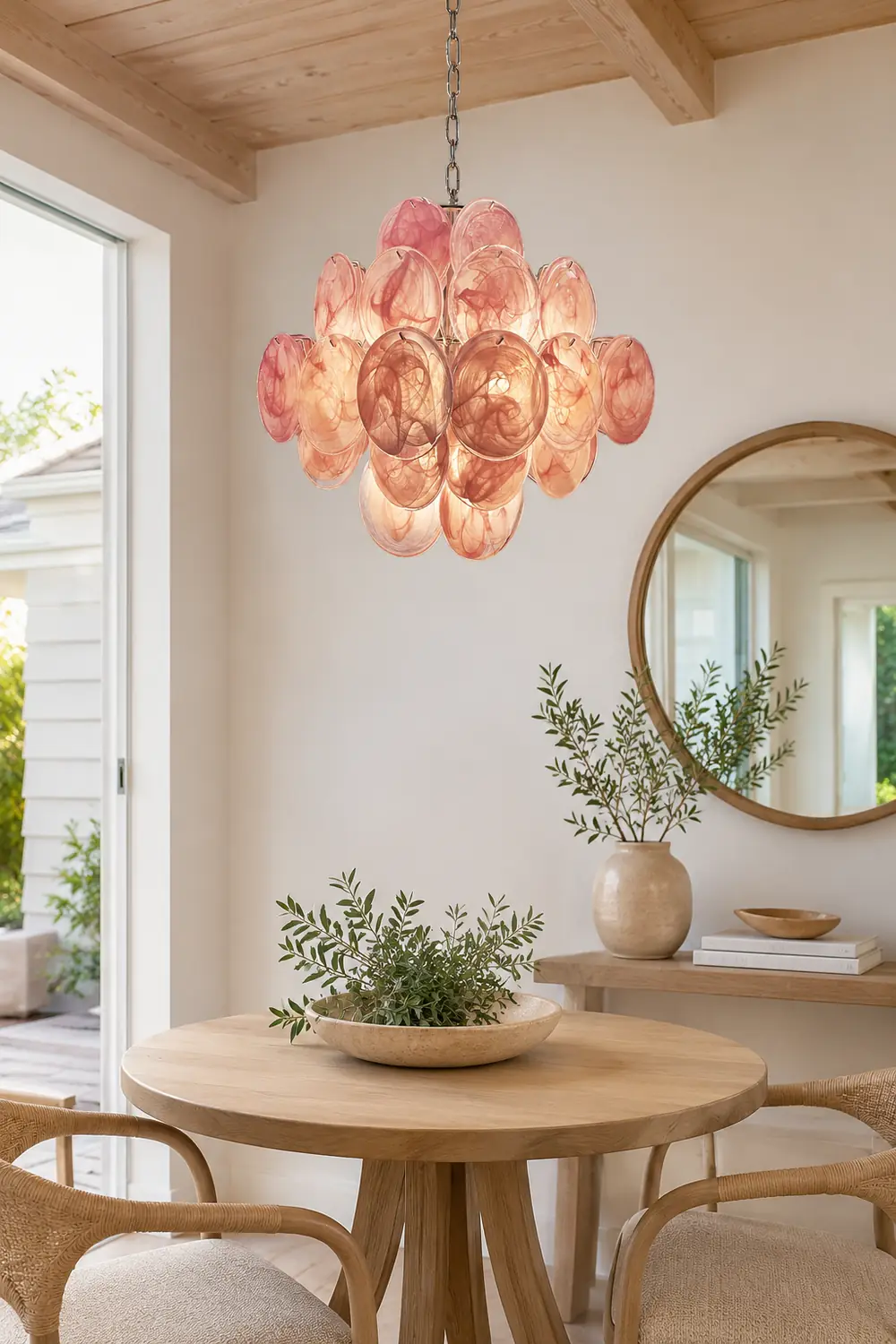 Murano Pink Disks Chandelier - Lumpaz