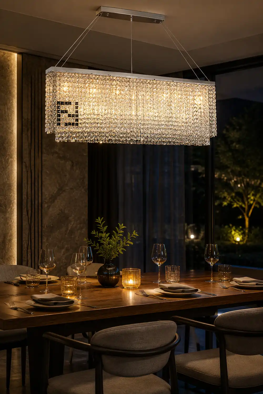 Liliana Rectangle Crystal Chandelier - Lumpaz