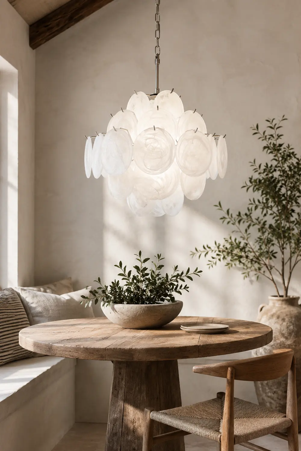 Isadora Murano White Disc Chandelier - Lumpaz