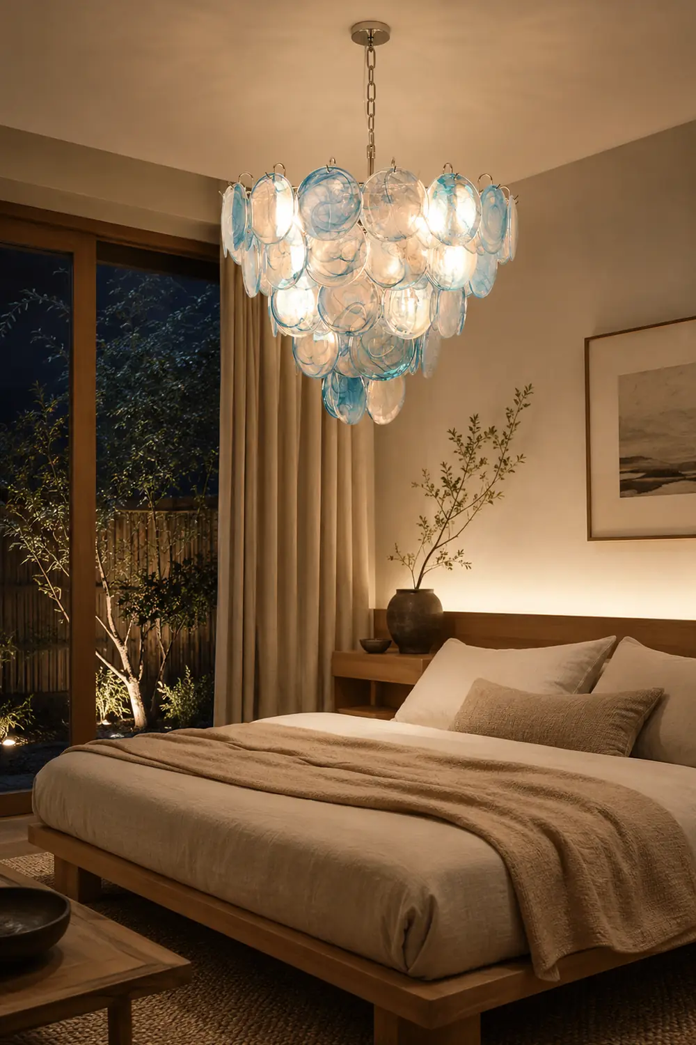 Blue Murano Disc Chandelier - Lumpaz