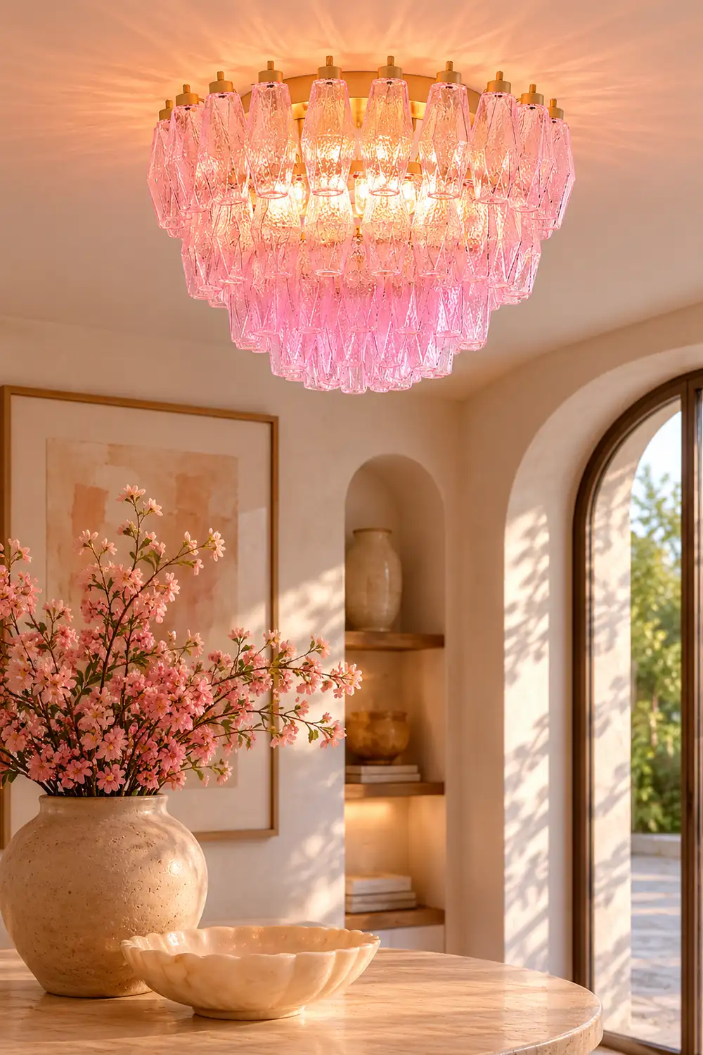 Poliedri Murano Pink Ceiling Light - Lumpaz