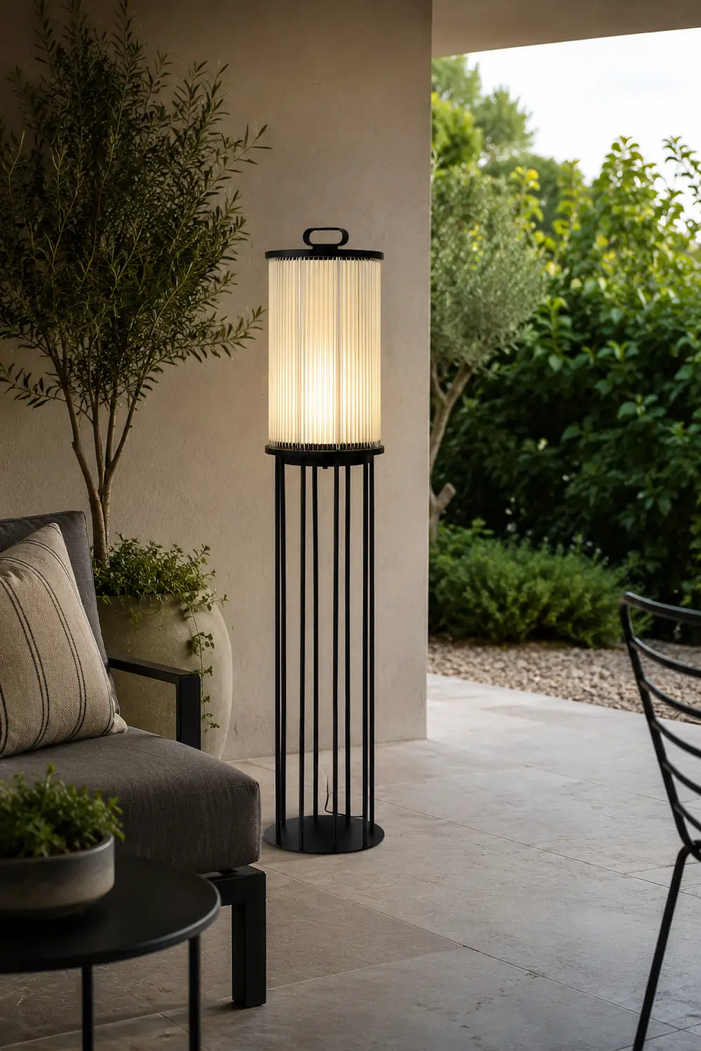 Line Glass Lantern Solar Floor Lamp - Lumpaz