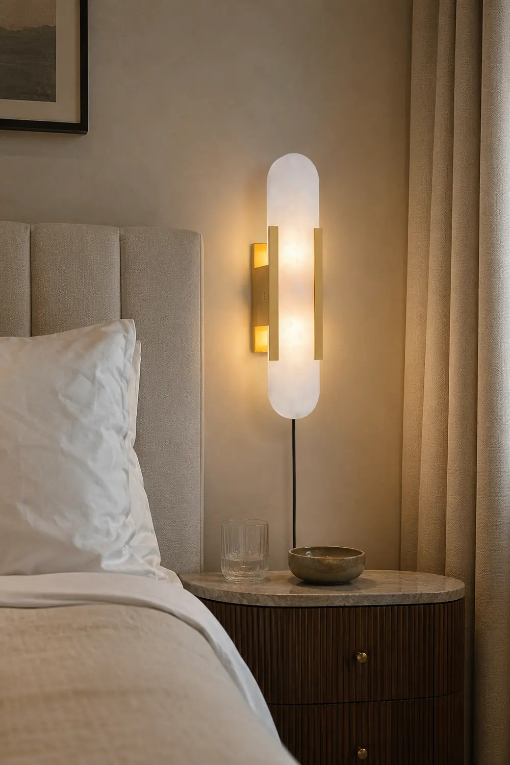 Geometric Harmony Alabaster Plug In Wall Lamp - Lumpaz