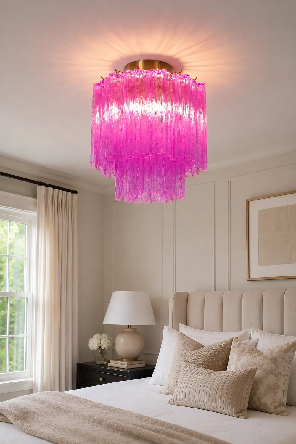 Fiora Rose Red Glass Ceiling Lamp - Lumpaz