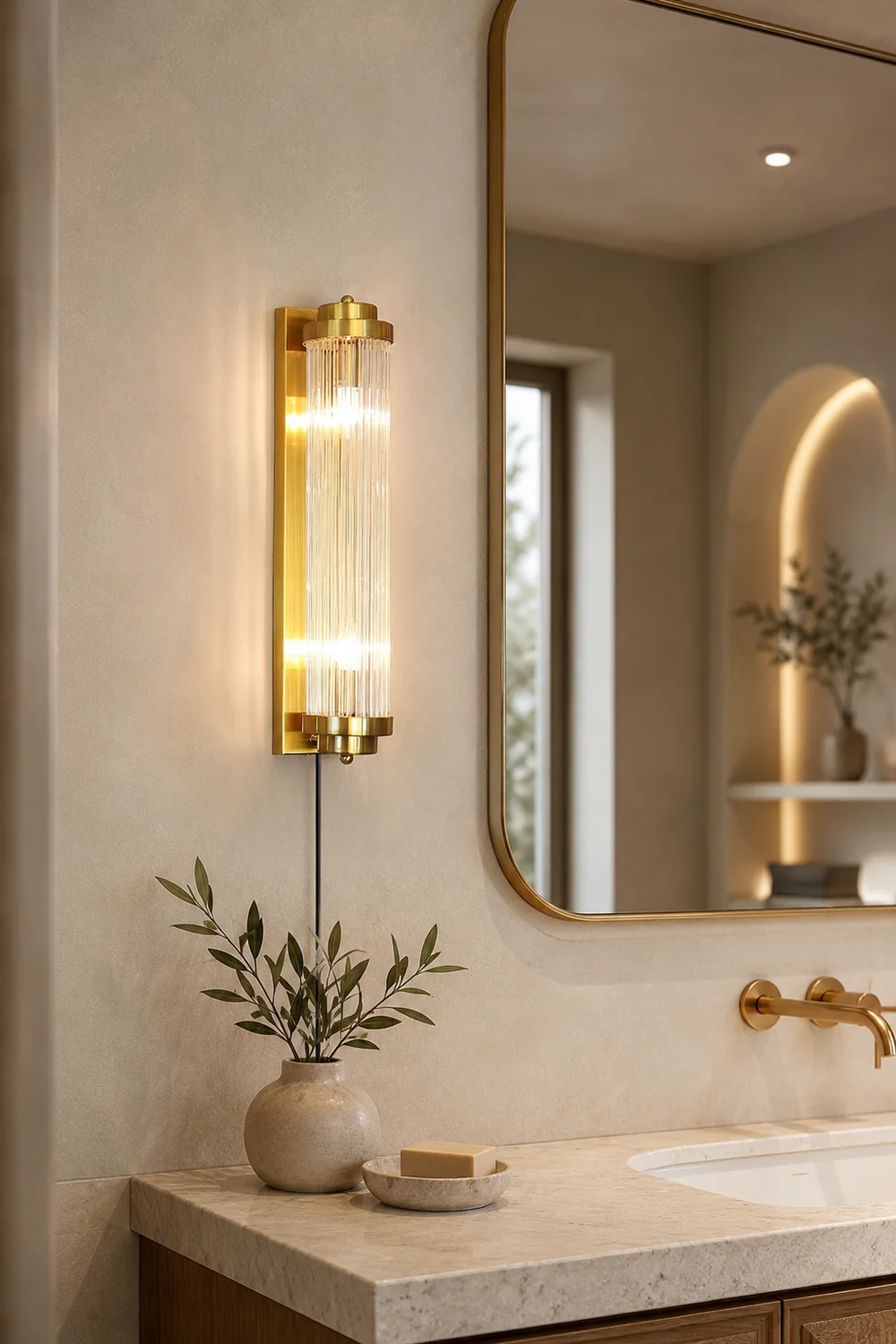Pillar Offset Plug In Wall Lamp - Lumpaz