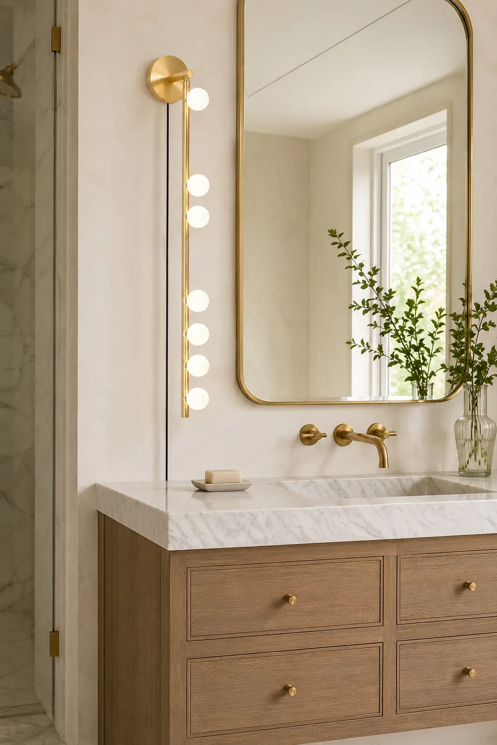 Brass Glass Tube Plug-in Wall Lamp - Lumpaz