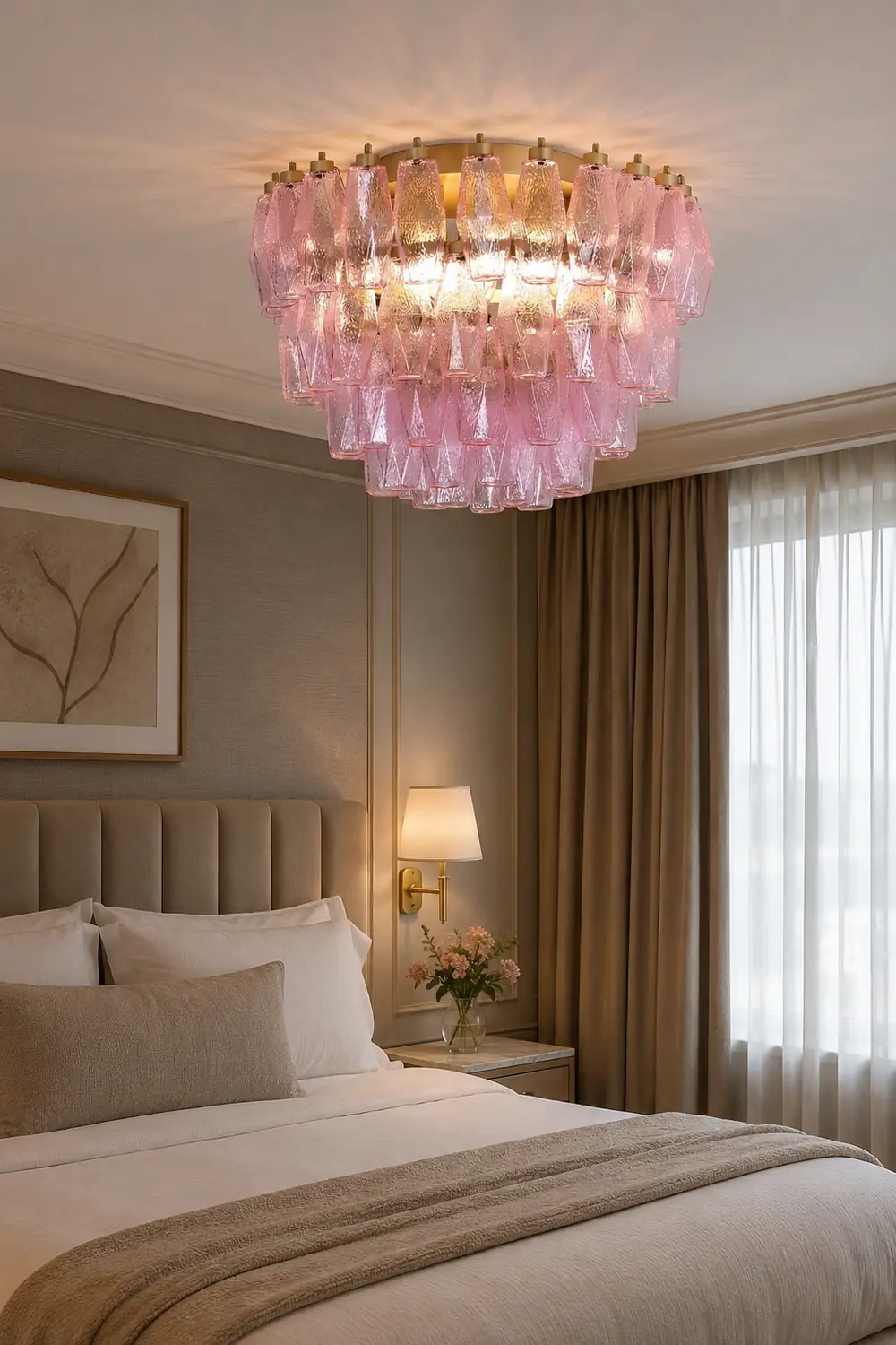 Poliedri Murano Pink Ceiling Light - Lumpaz