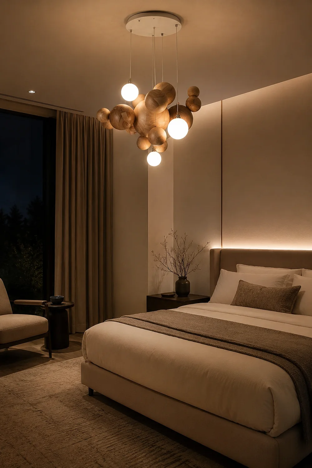 Bubble Wood Balls Chandelier - Lumpaz
