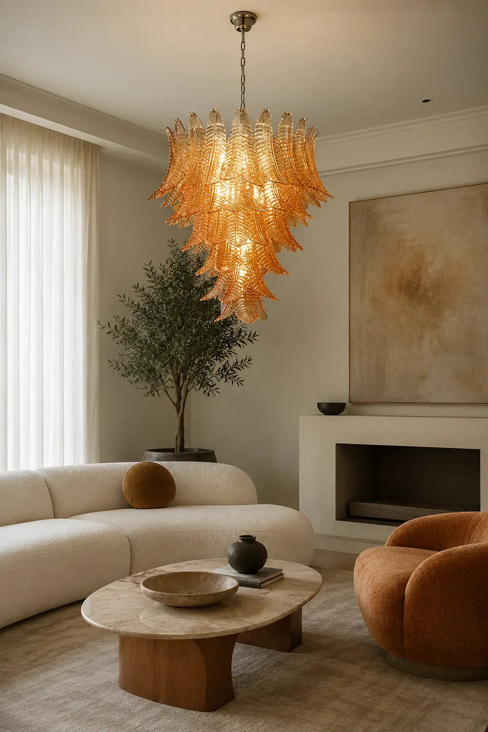 Amber Leaf Cascade Chandelier - Lumpaz