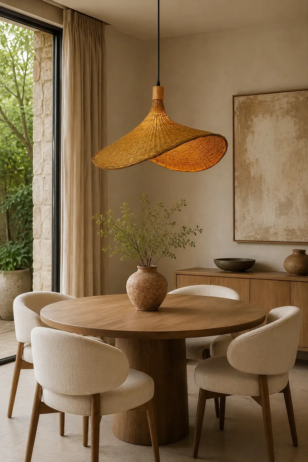 Rattan Weave Hat Pendant Light - Lumpaz