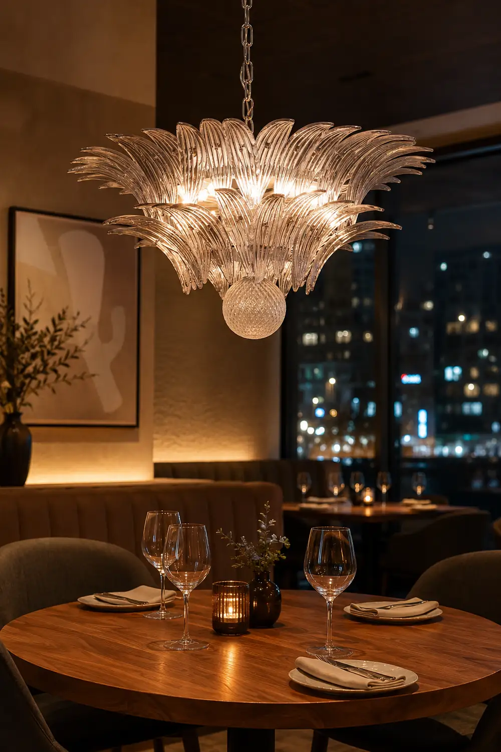 Murano Palmette Transparent Chandelier - Lumpaz