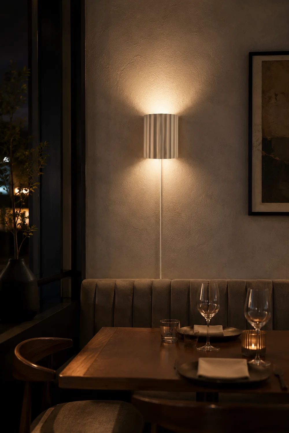 Fluted Resin Plug In Wall Lamp - Lumpaz