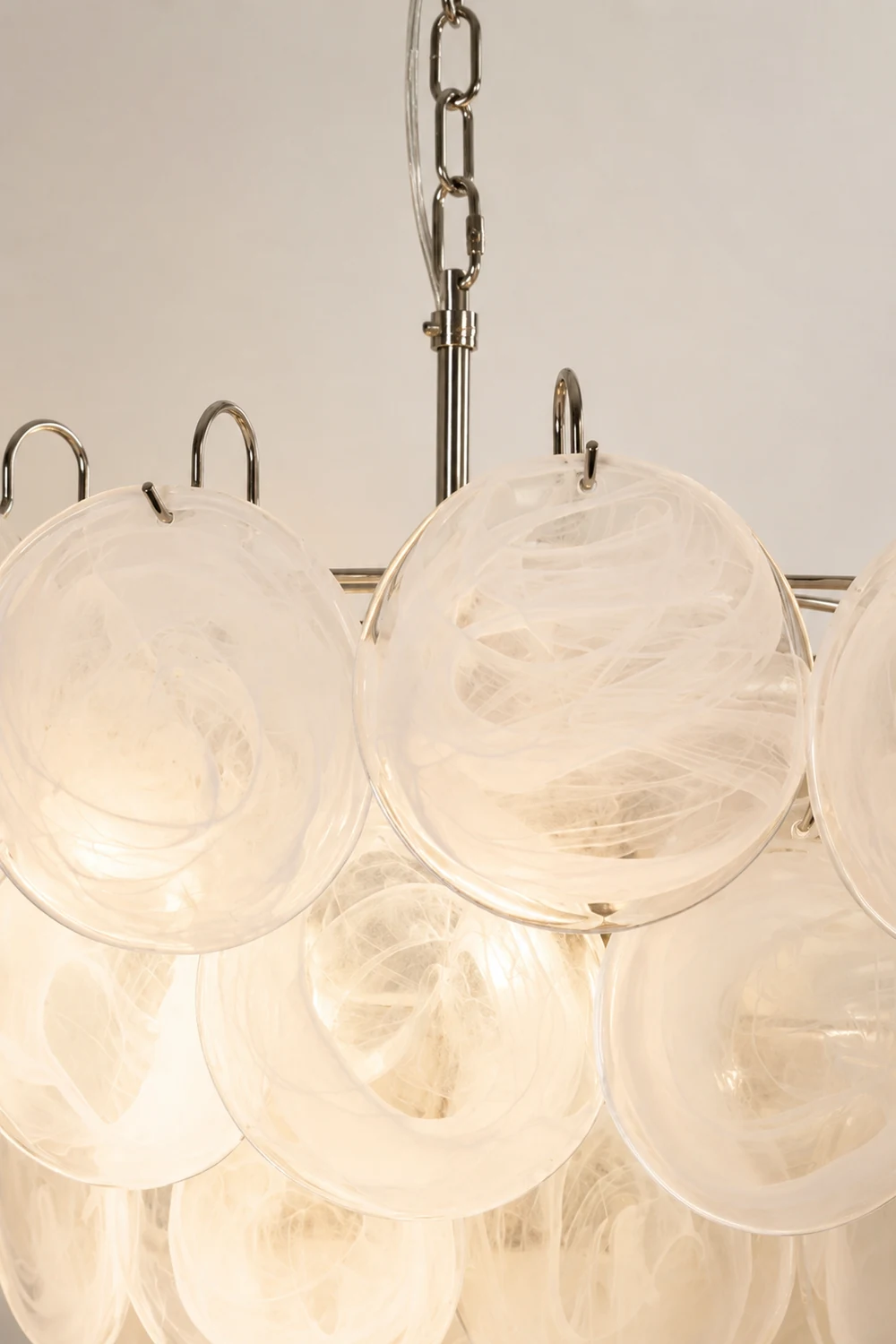 White Murano Disc Chandelier - Lumpaz