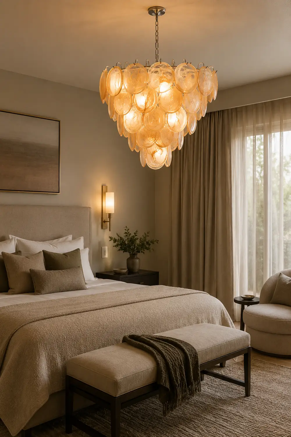 Orange Murano Disc Chandelier - Lumpaz