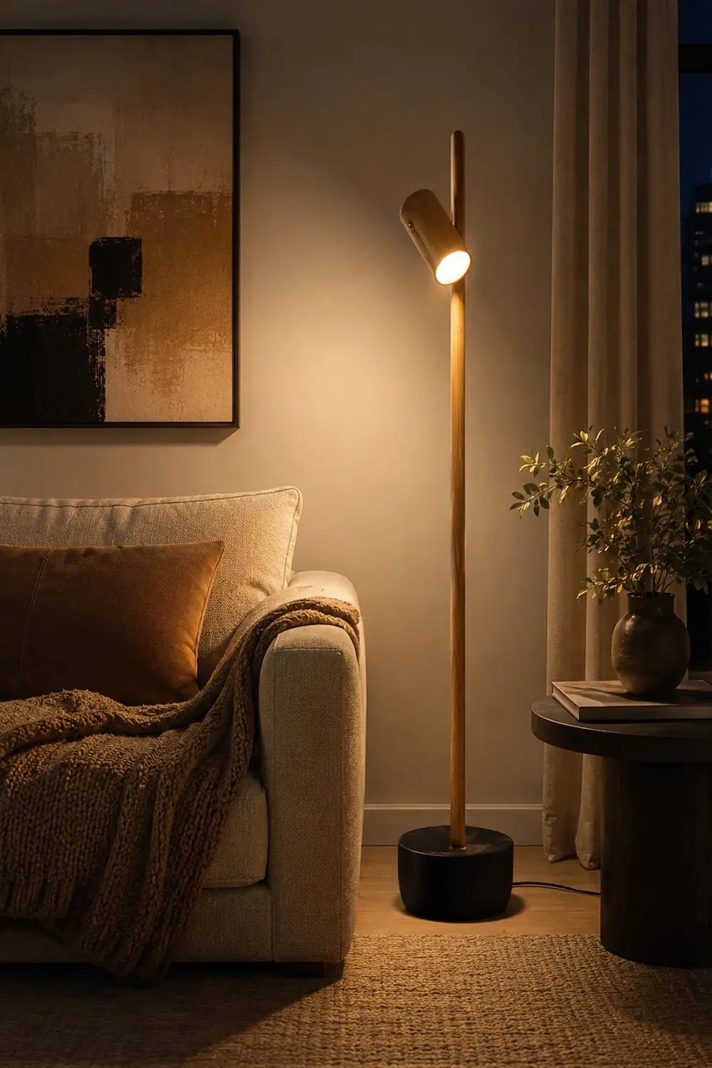 Spotlight Wood Floor Lamp - Lumpaz