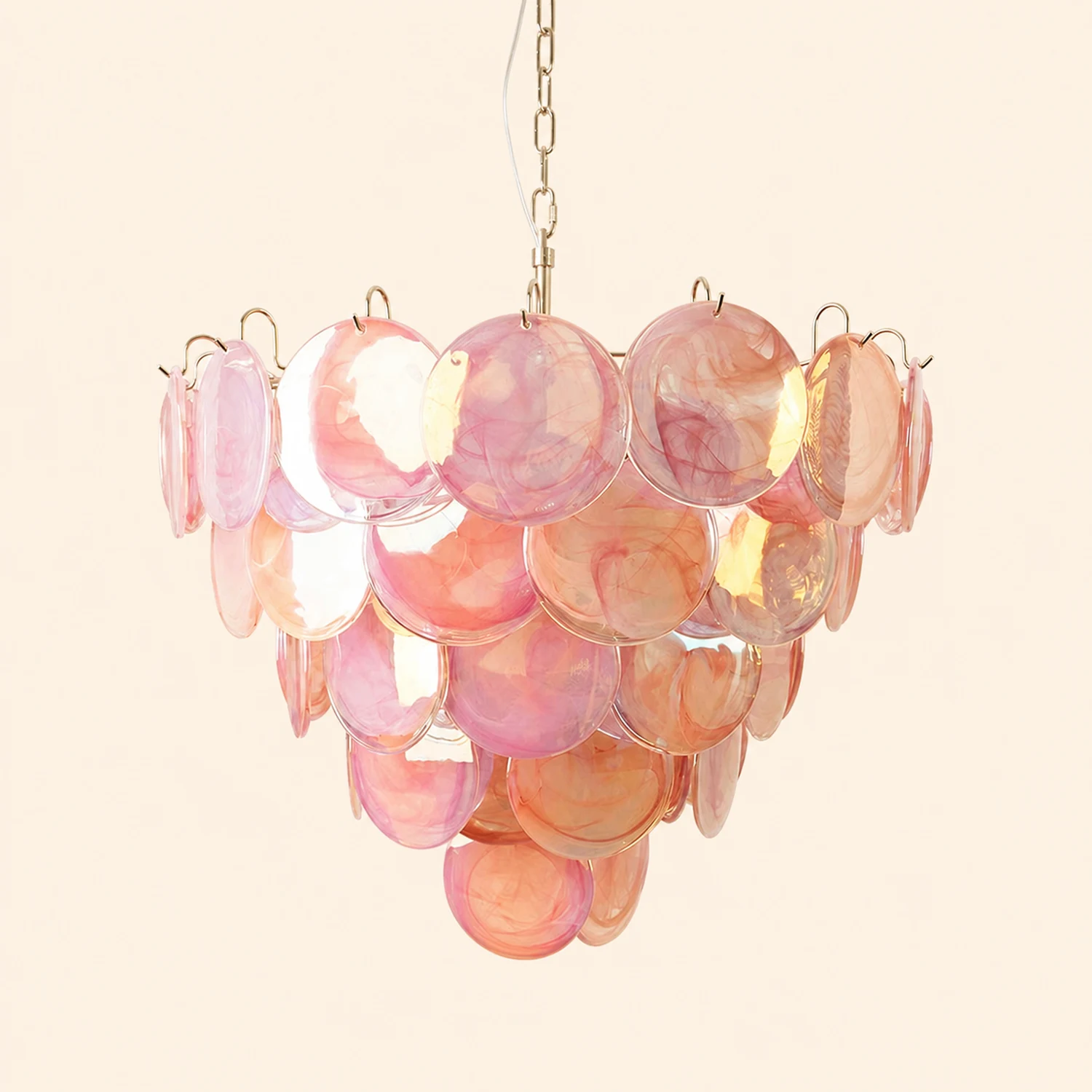 Pink Murano Disc Chandelier - Lumpaz