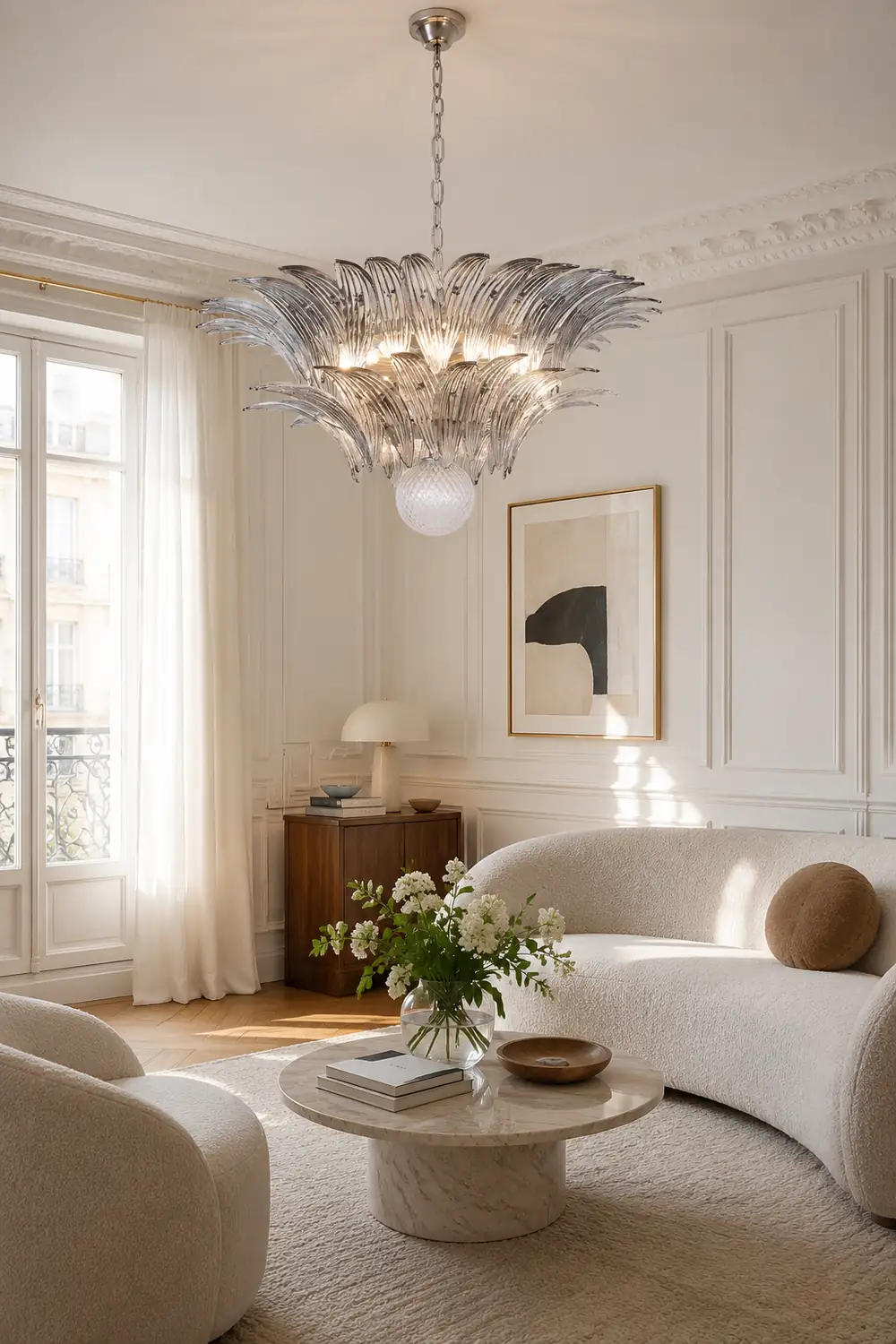 Murano Palmette Transparent Chandelier - Lumpaz