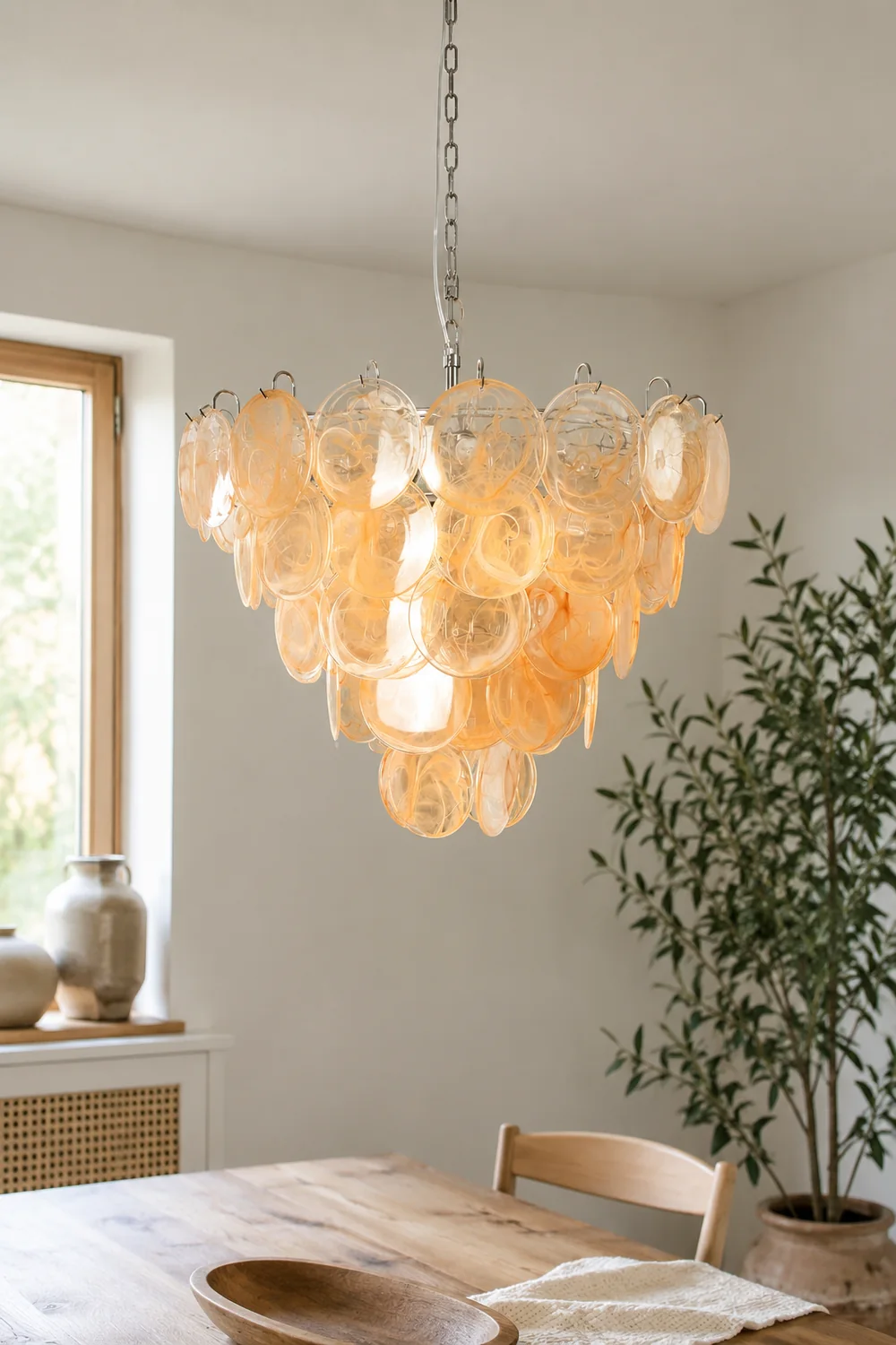 Orange Murano Disc Chandelier - Lumpaz