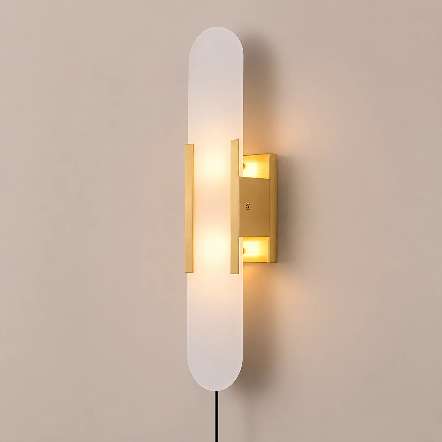 Geometric Harmony Alabaster Plug In Wall Lamp - Lumpaz