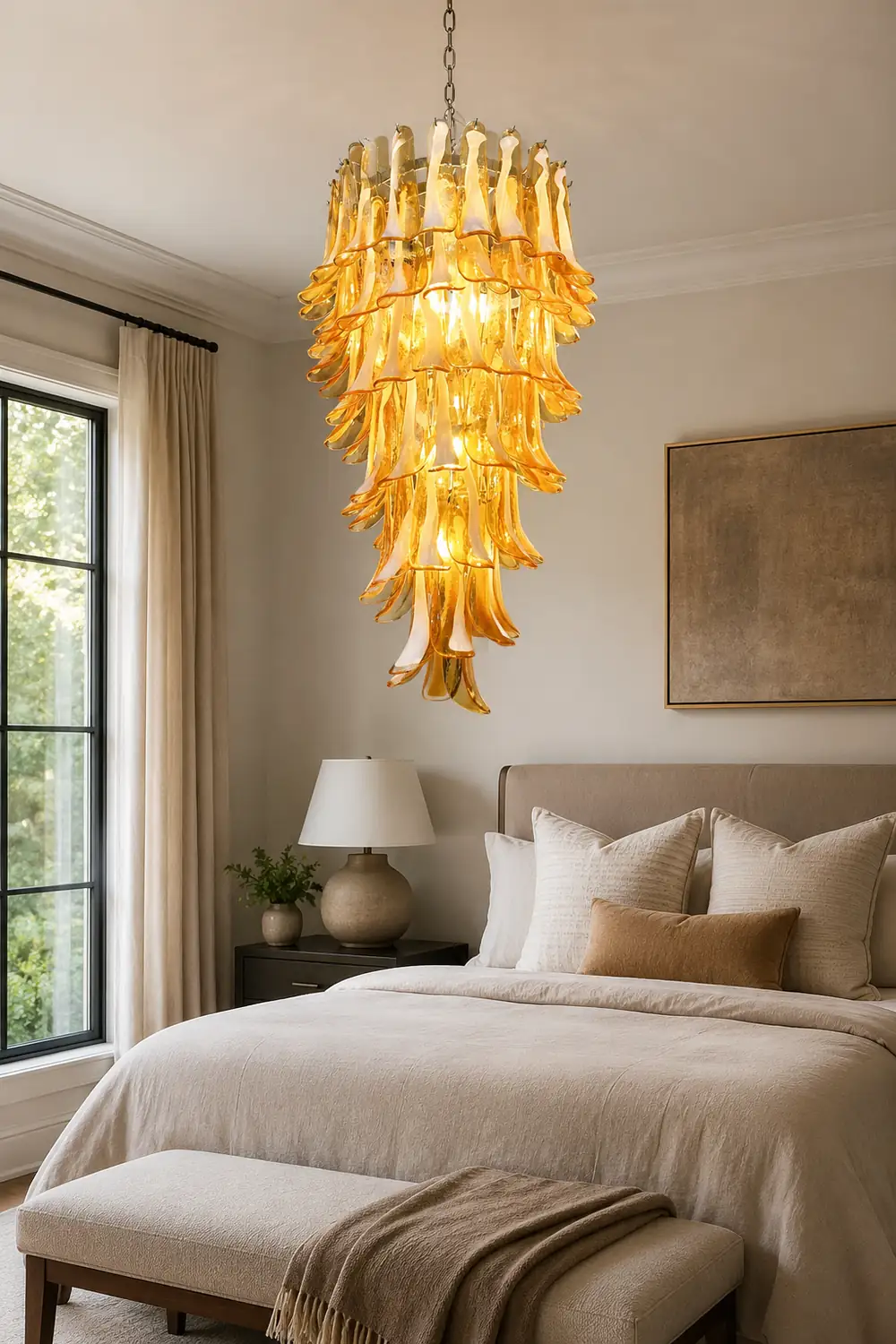 Murano Amber Petals Spiral Chandelier - Lumpaz