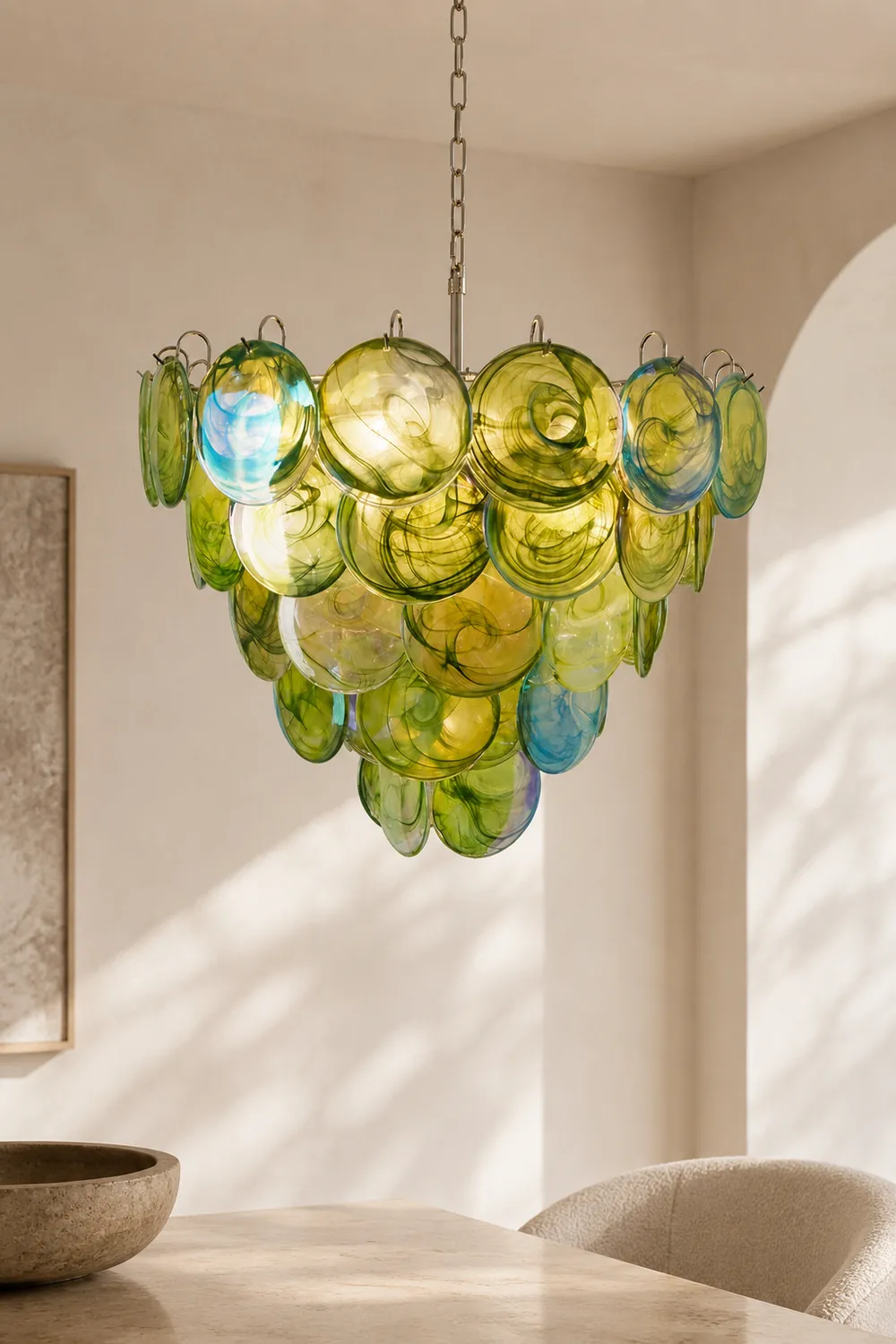 Green Murano Disc Chandelier - Lumpaz
