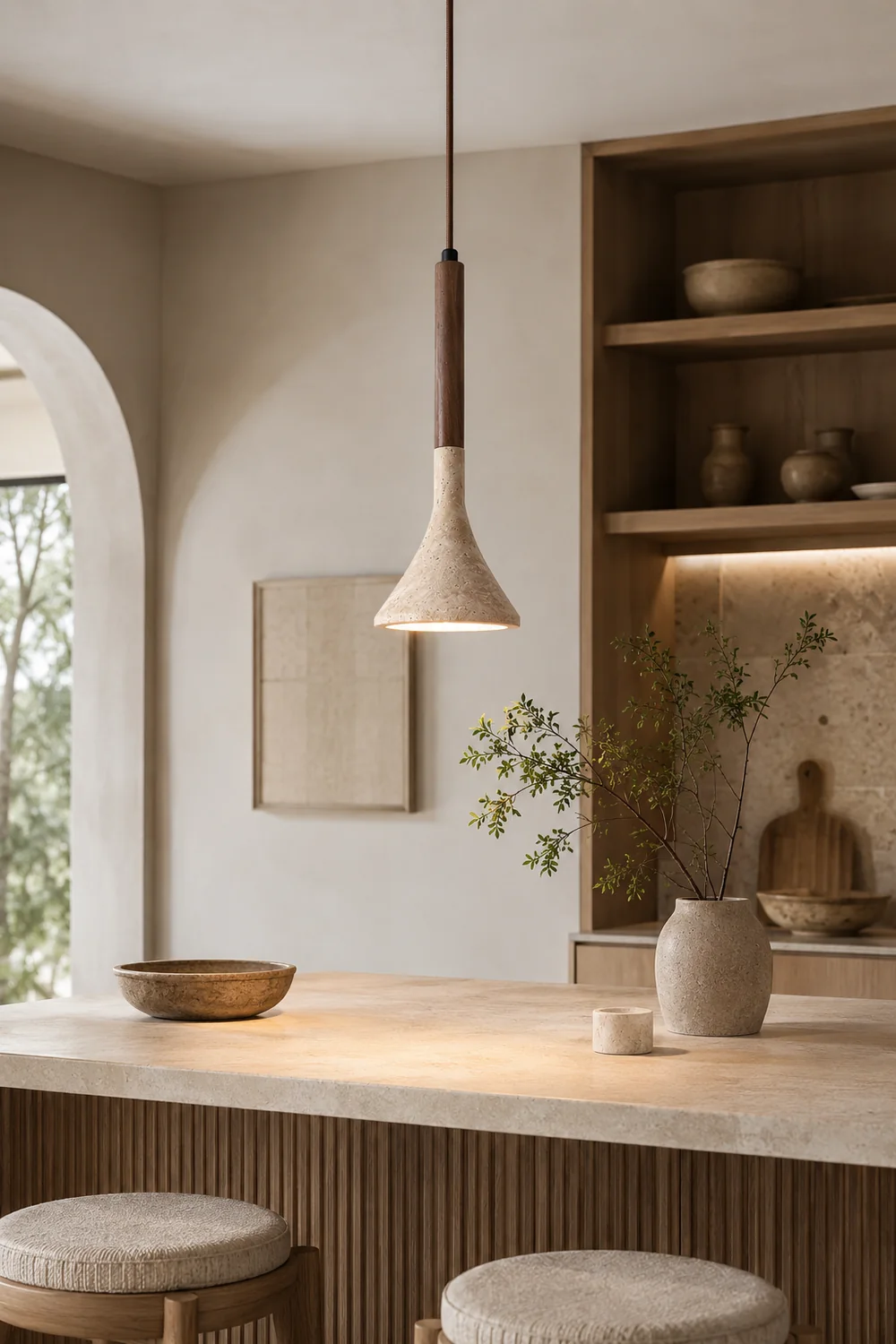Aplomb Travertine Pendant Lamp - Lumpaz