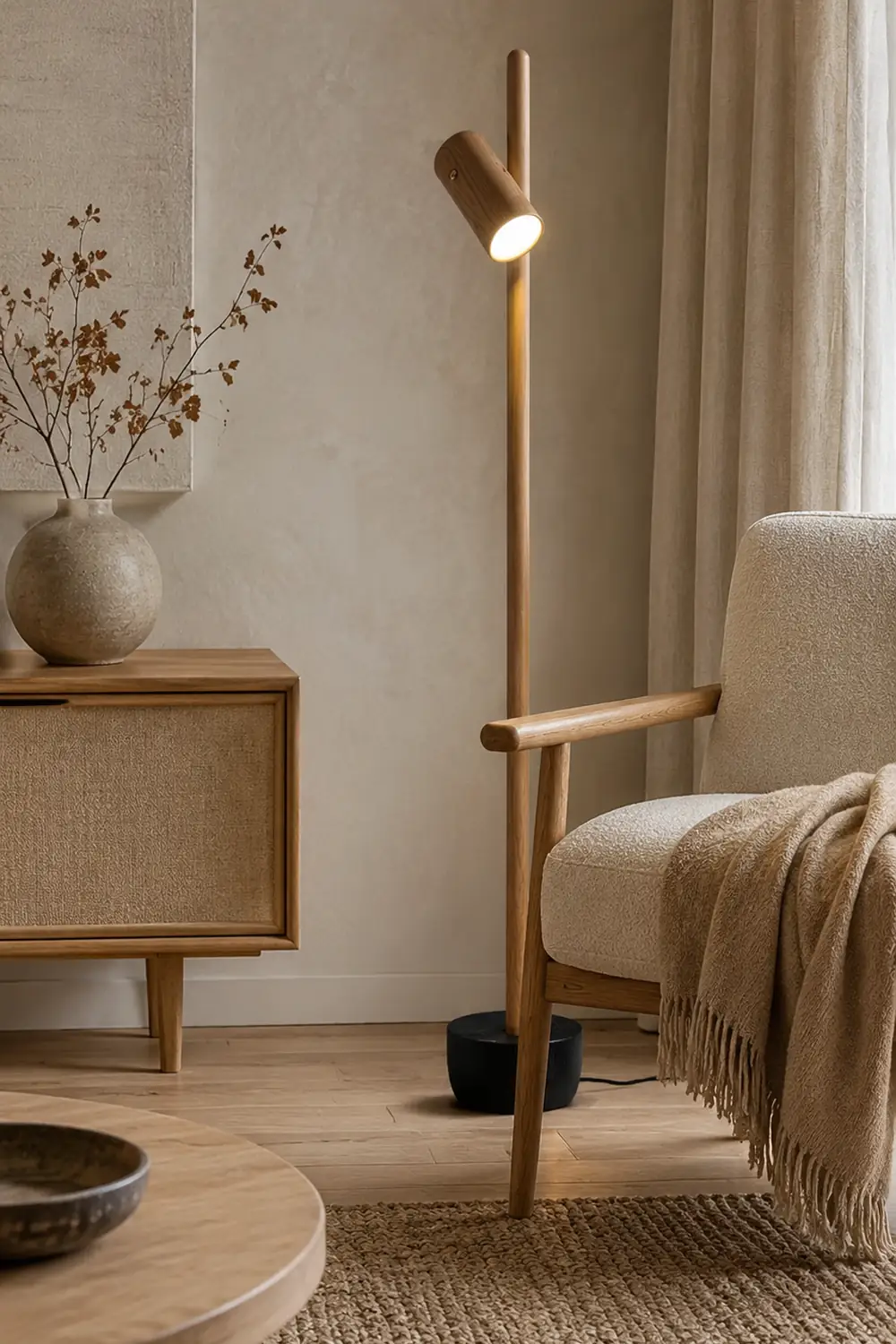 Spotlight Wood Floor Lamp - Lumpaz