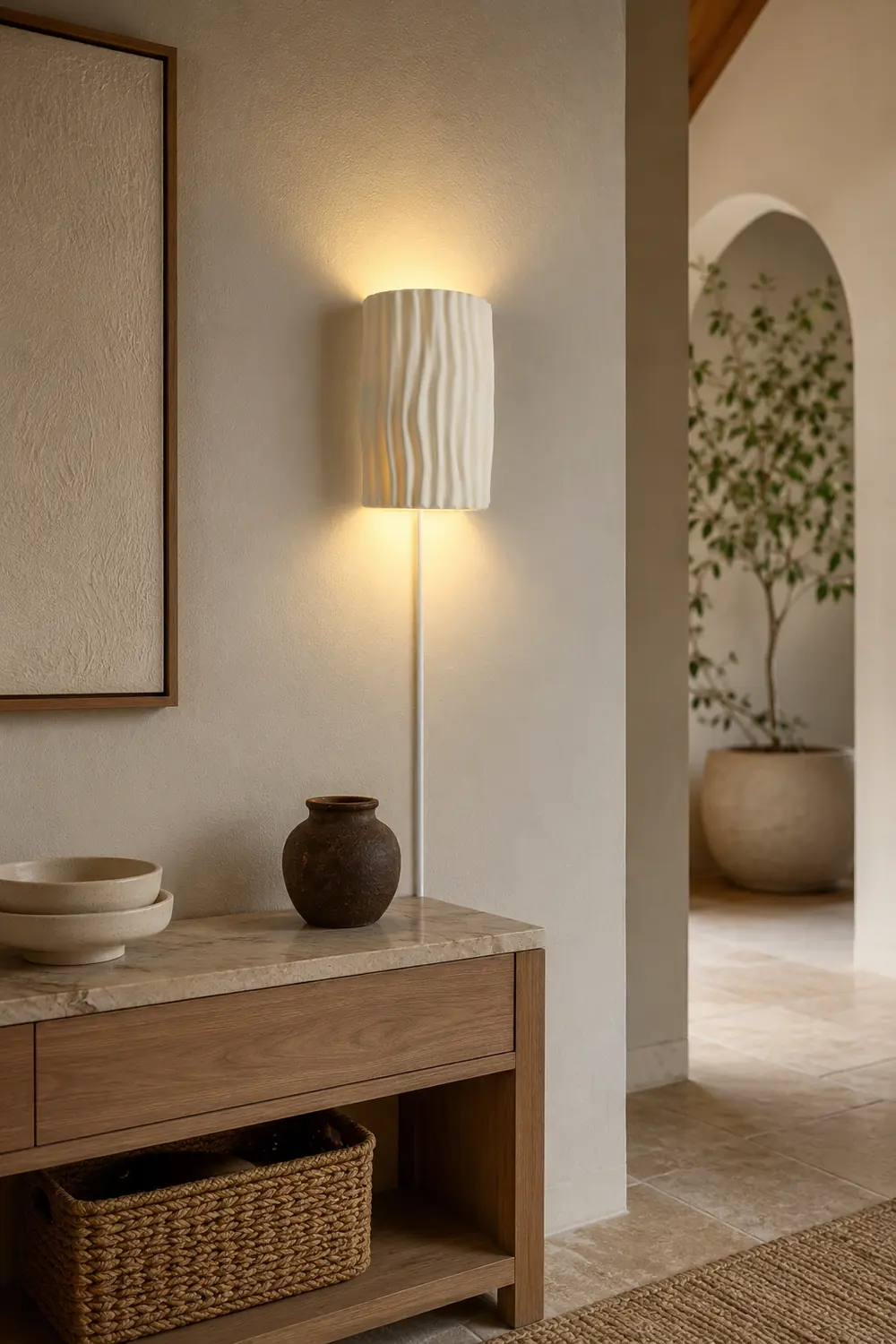 Pleated Resin Plug In Wall Lamp - Lumpaz