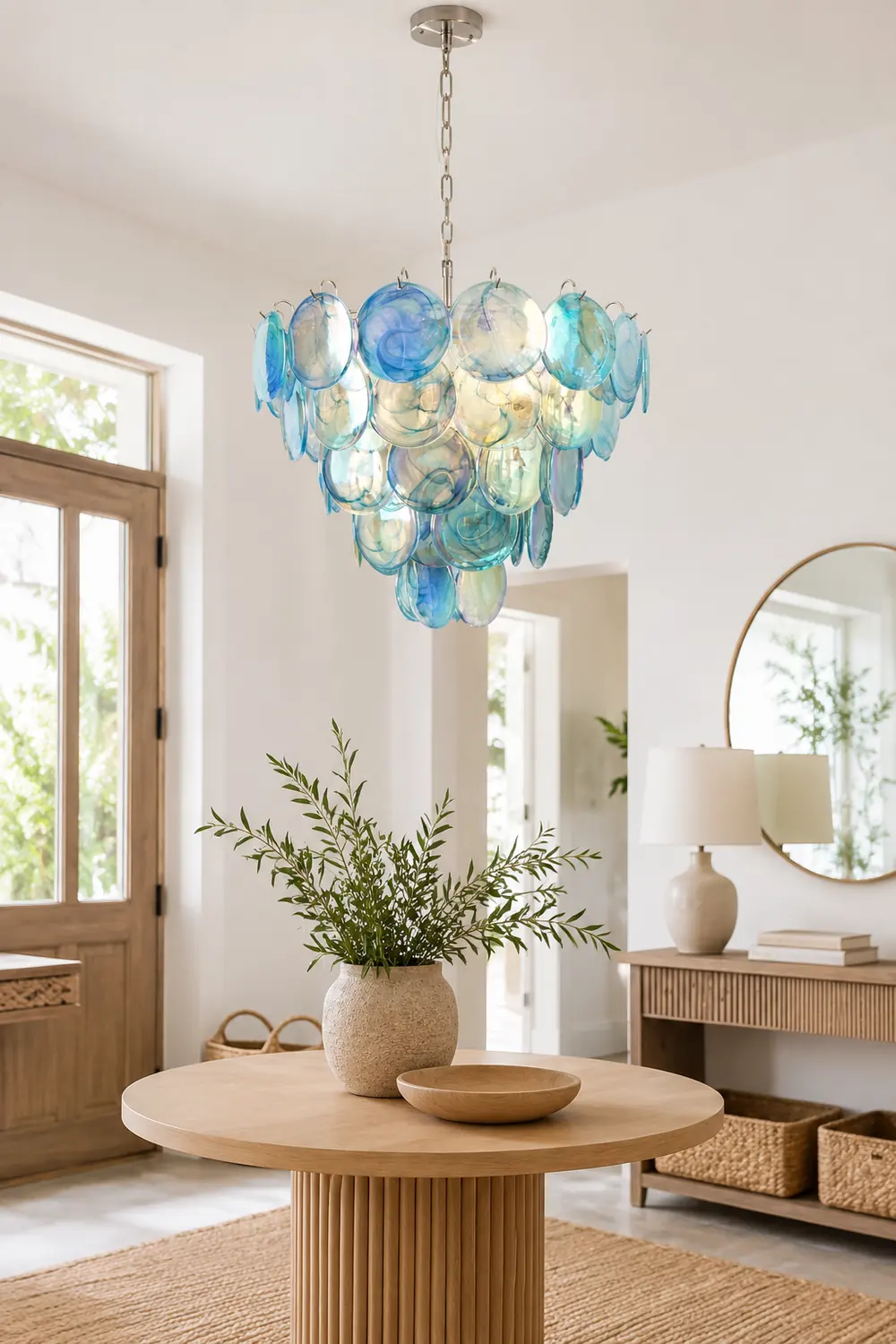 Blue Murano Disc Chandelier - Lumpaz