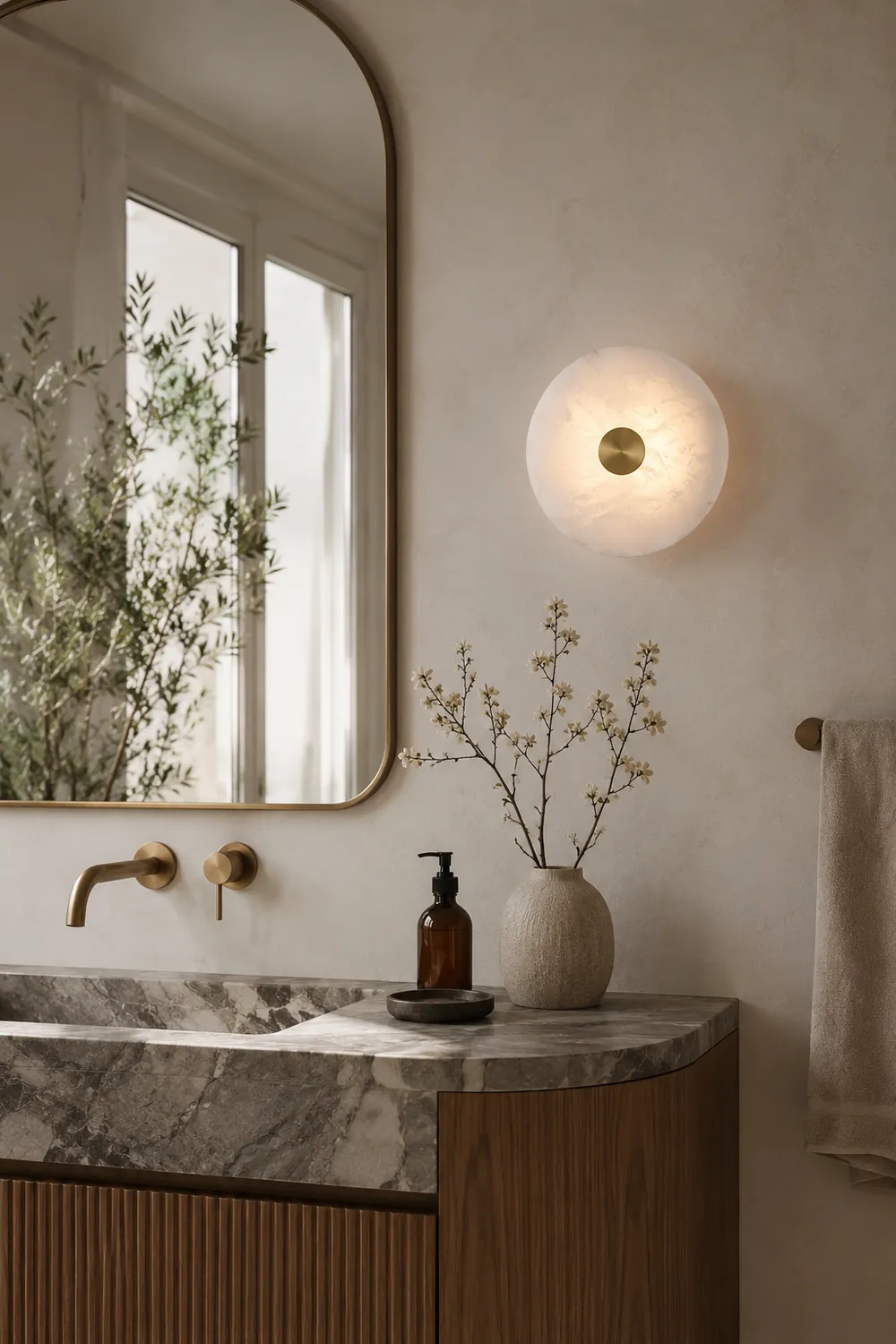 Disc Shaped Alabaster Wall Light - Lumpaz