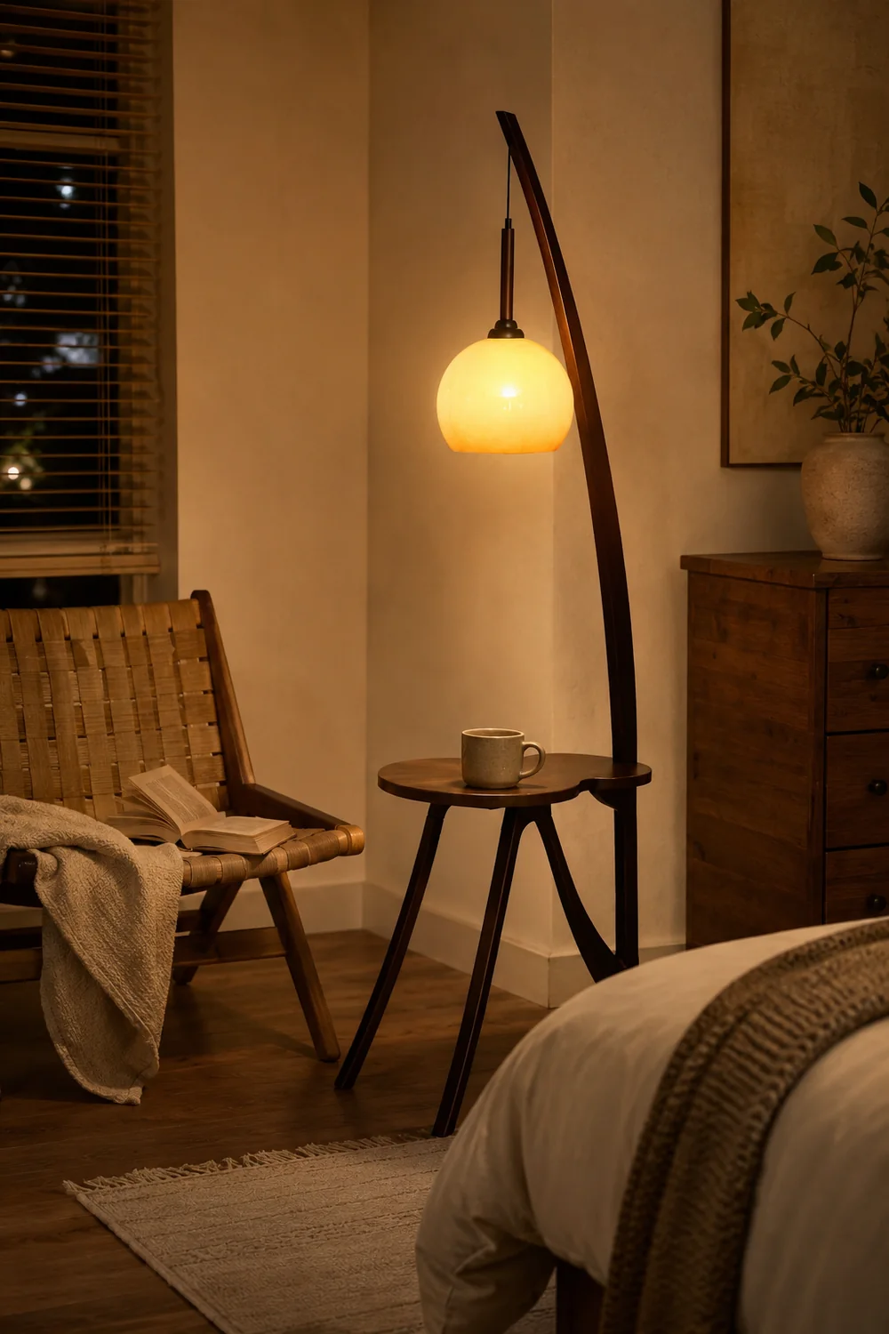Arc Wood Hanging Floor Lamp - Lumpaz