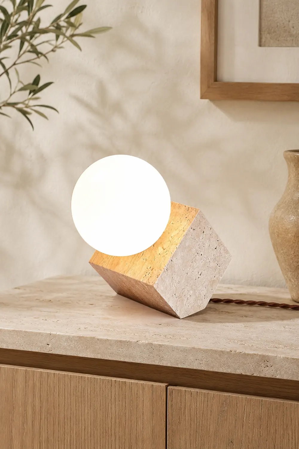 Cube Stone Table Lamp - Lumpaz