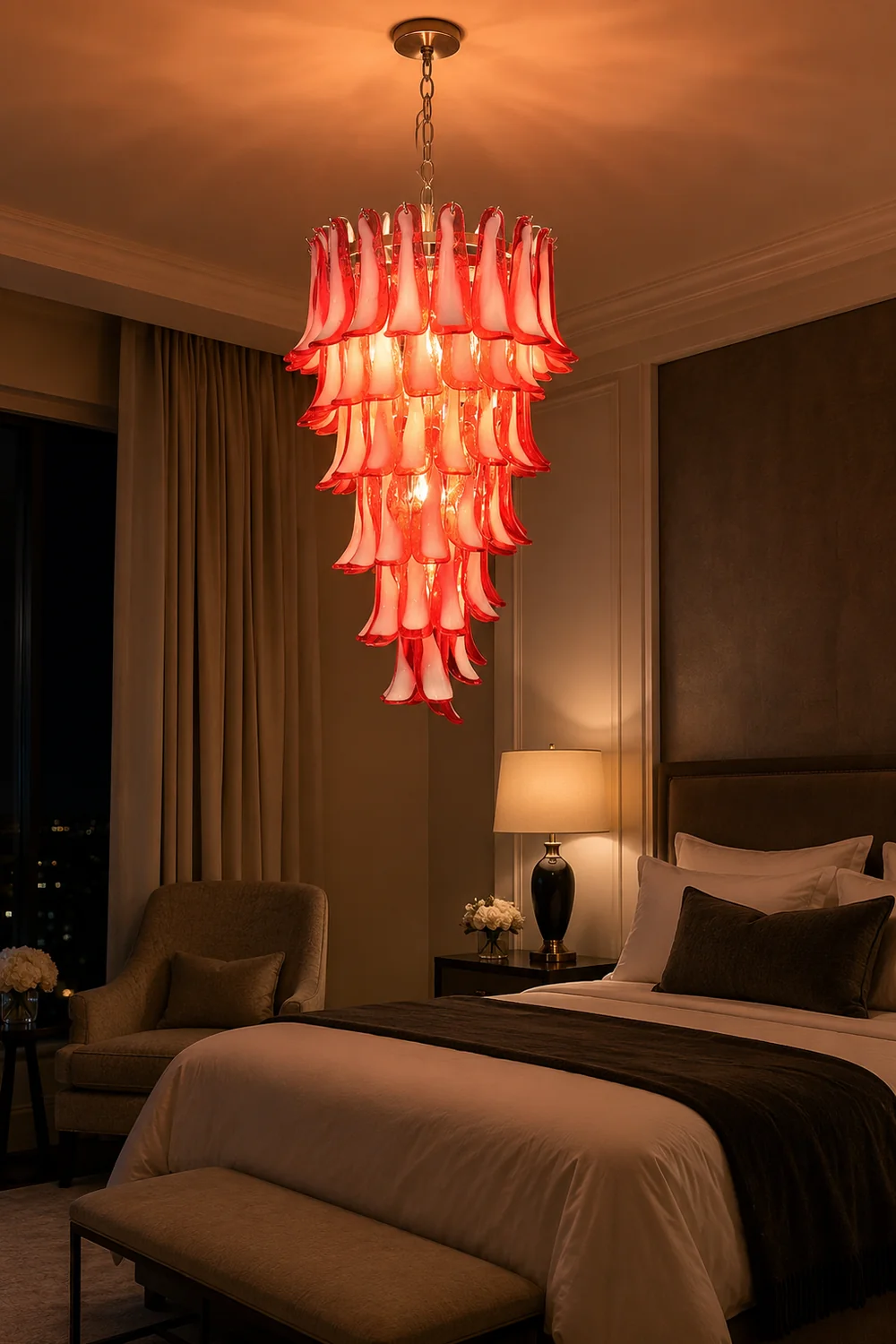 Murano Red Petals Spiral Chandelier - Lumpaz