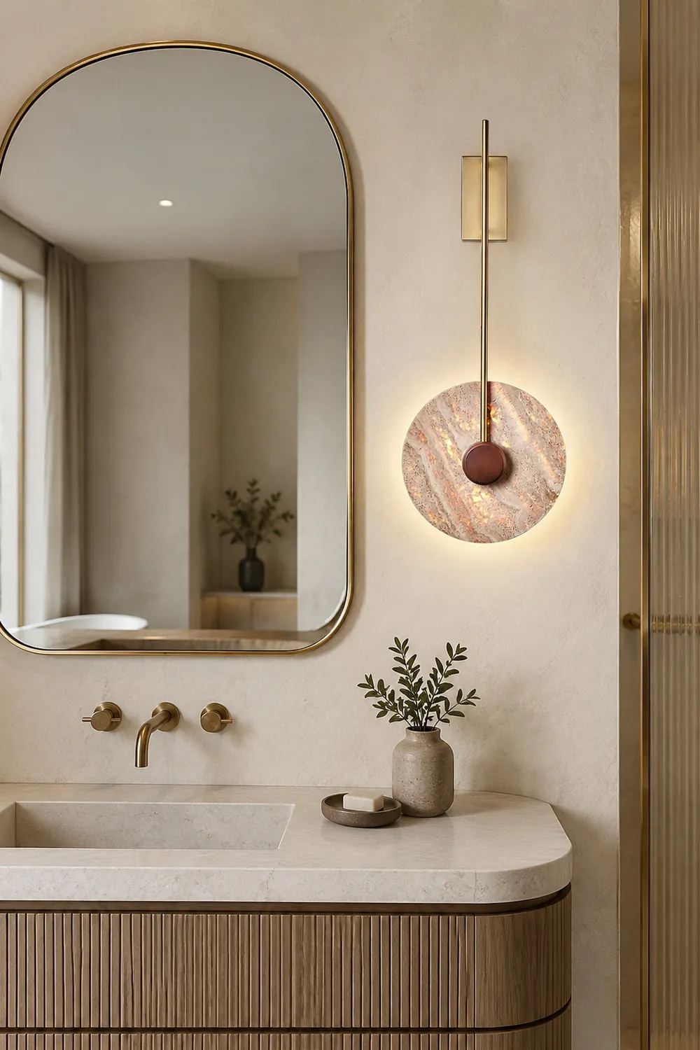 Travertine Disc Wall Lamp - Lumpaz