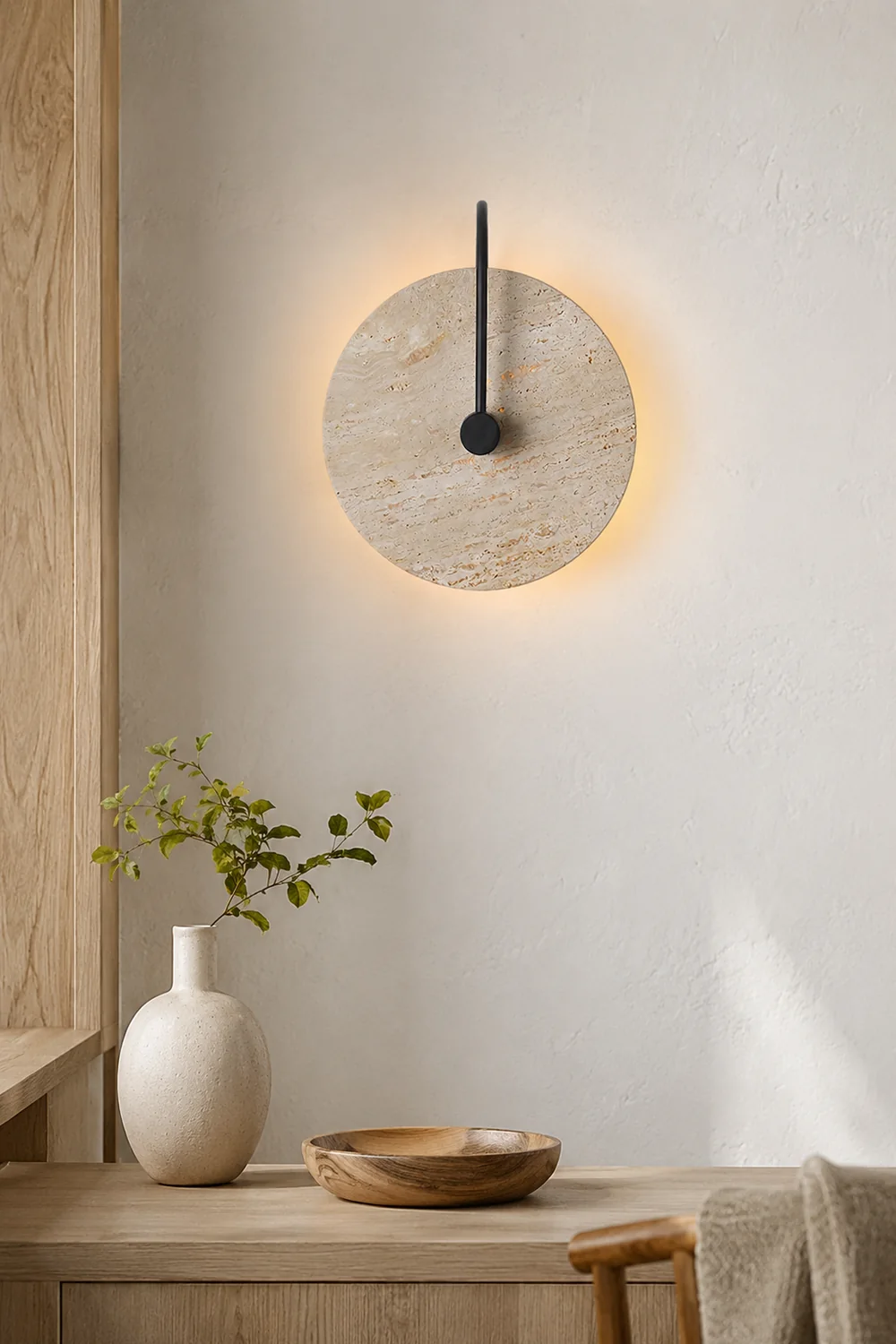 Round Travertine Wall Lamp - Lumpaz