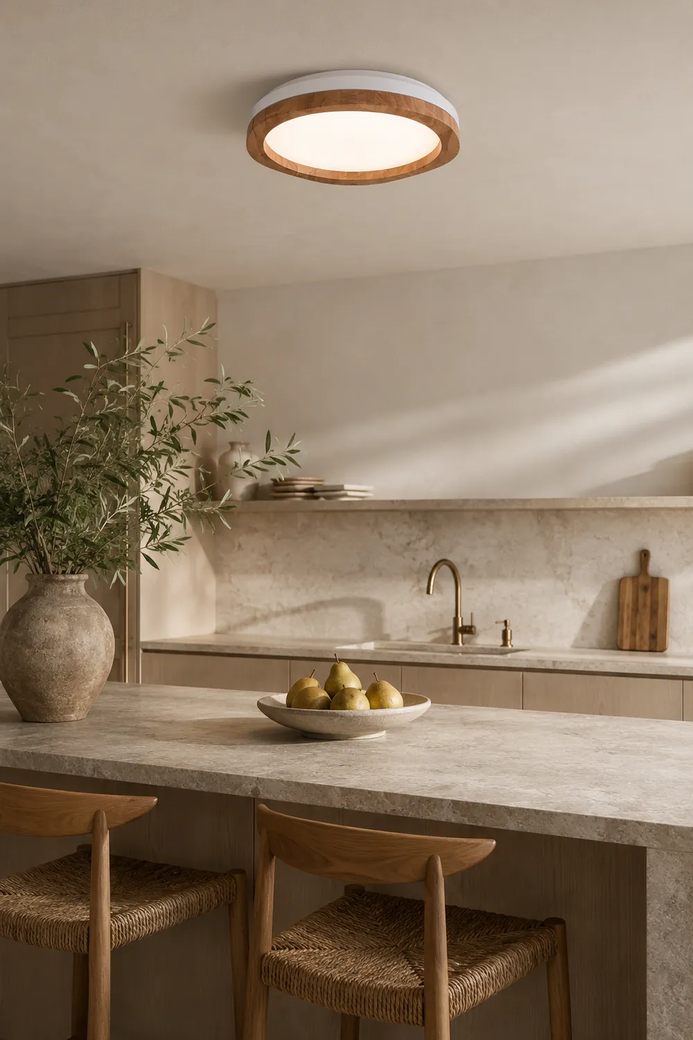 Timber Round Wood Ceiling Lamp - Lumpaz