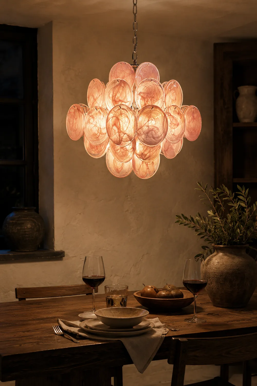 Murano Pink Disks Chandelier - Lumpaz