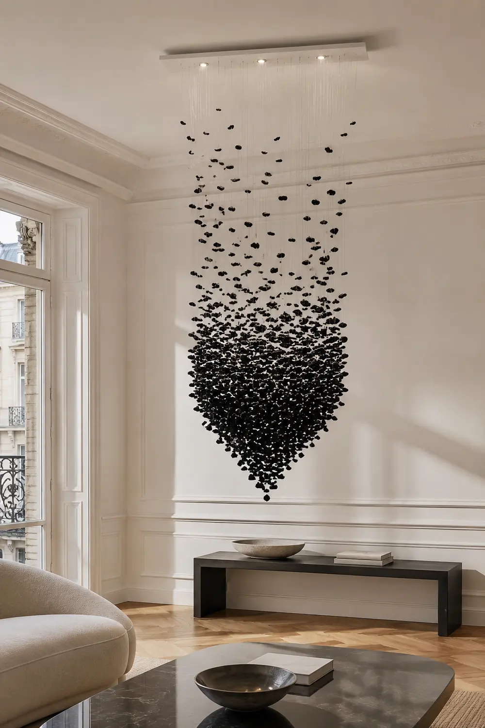 Charcoal Cascade Pixel Chandelier - Lumpaz