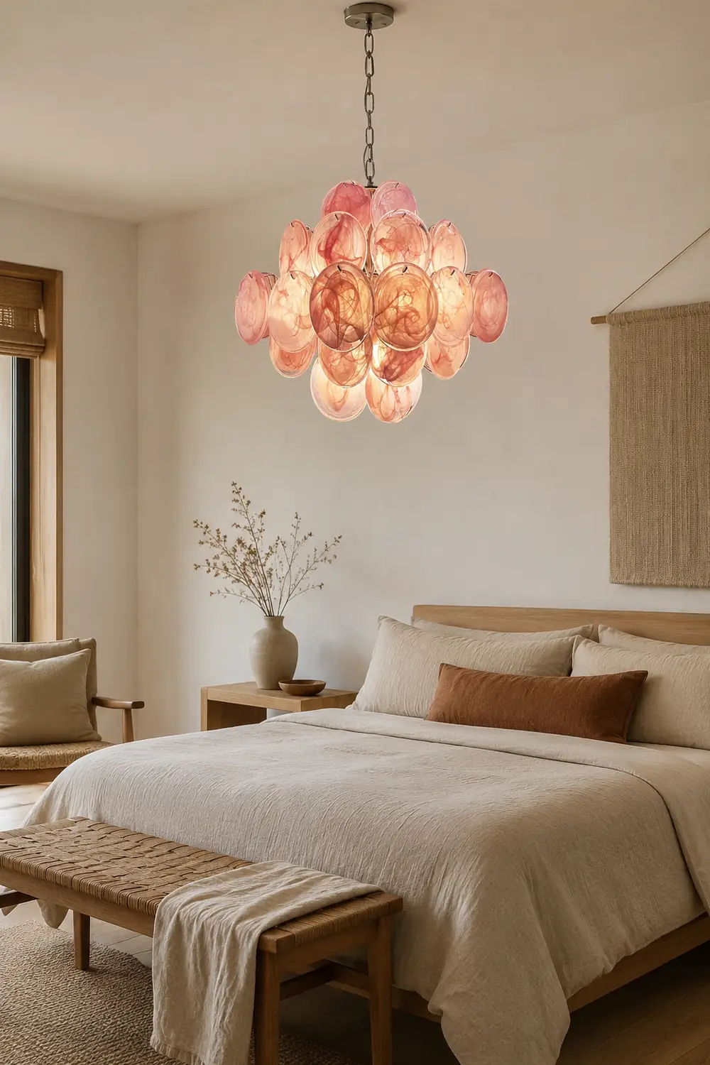 Murano Pink Disks Chandelier - Lumpaz