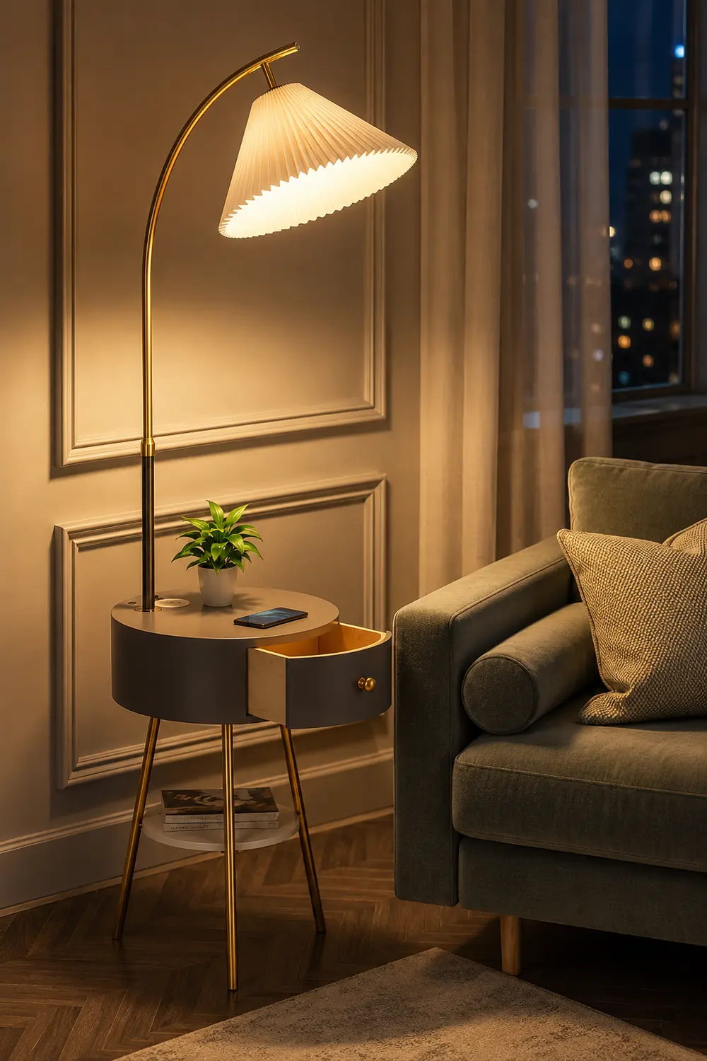 Pleated Arc Floor Light - Lumpaz