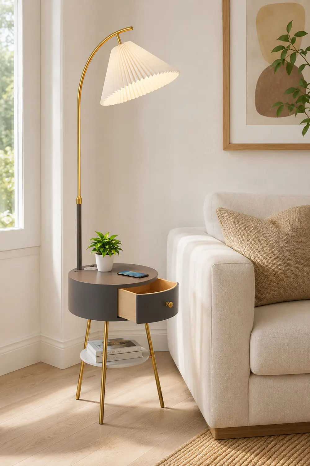Pleated Arc Floor Light - Lumpaz