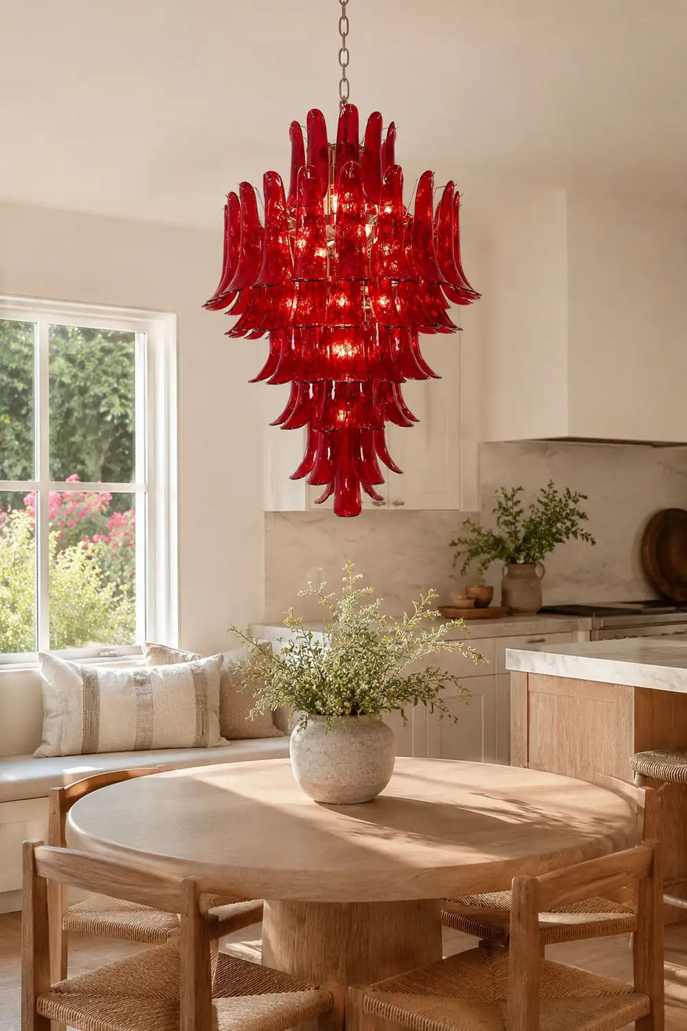 Murano Crimson Cascade Chandelier - Lumpaz