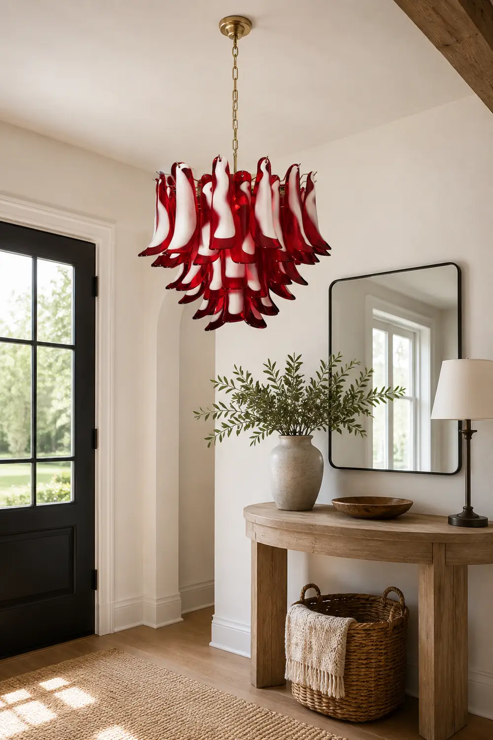 Red Glass Murano Petals Chandelier - Lumpaz