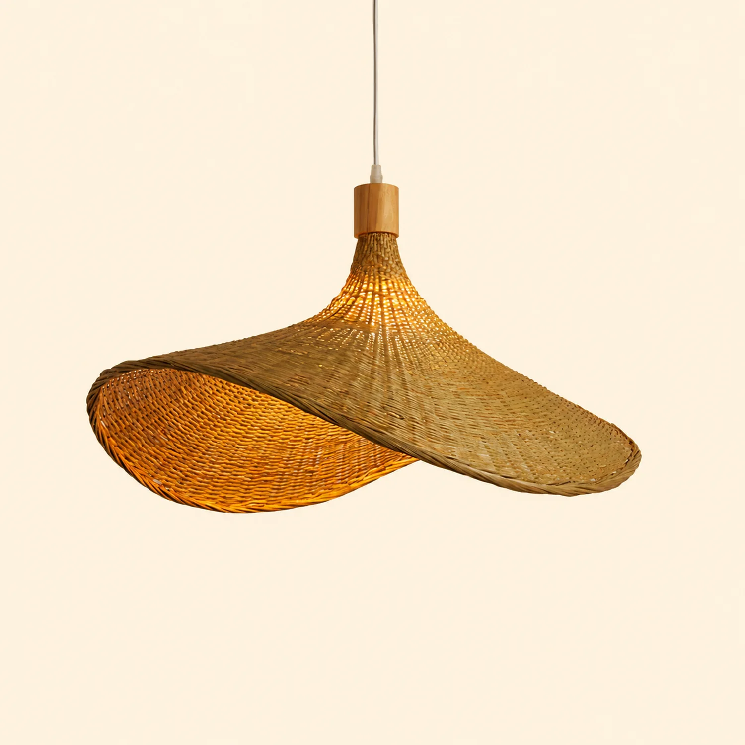 Rattan Weave Hat Pendant Light - Lumpaz