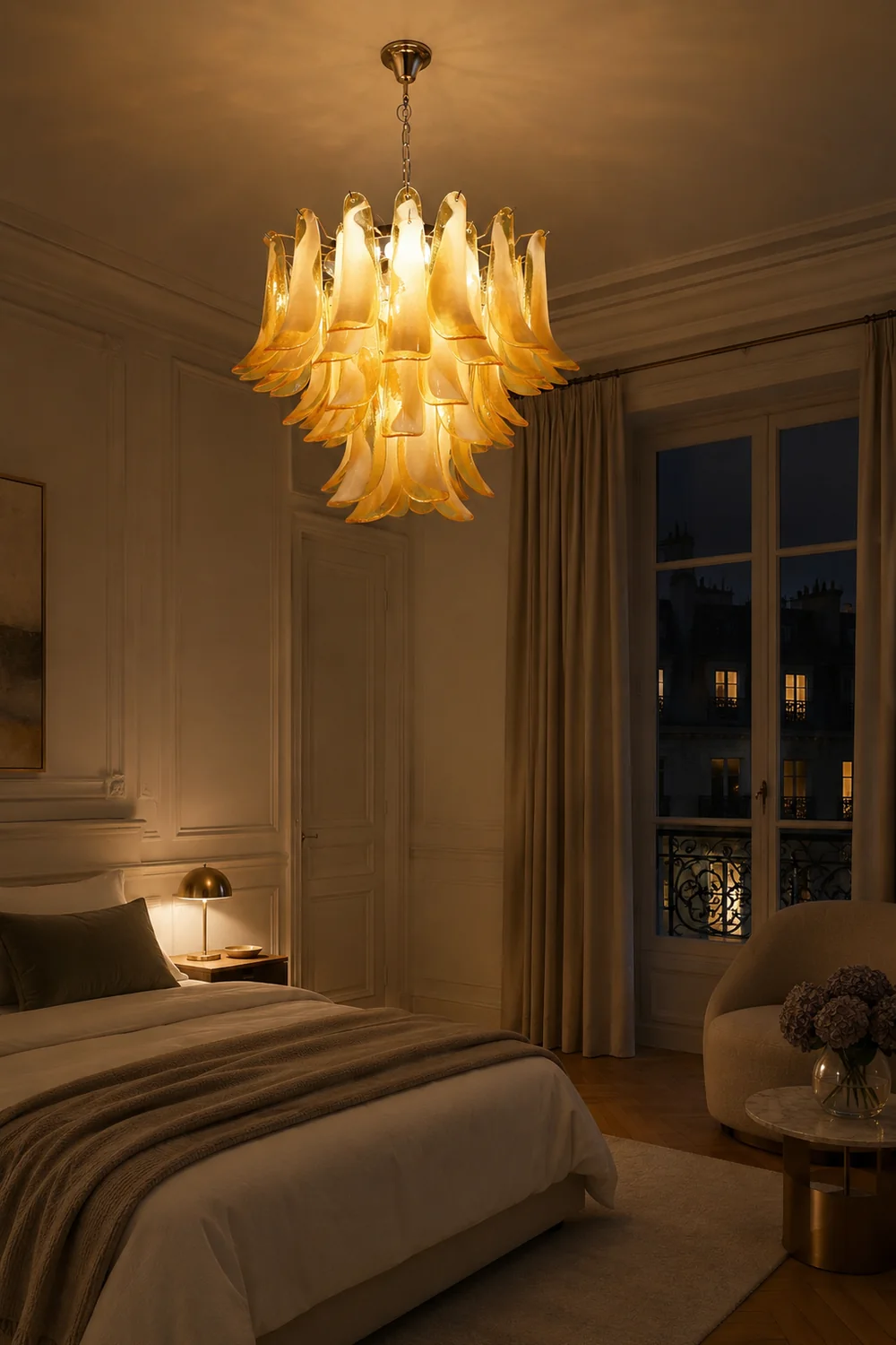 Amber Glass Murano Petals Chandelier - Lumpaz