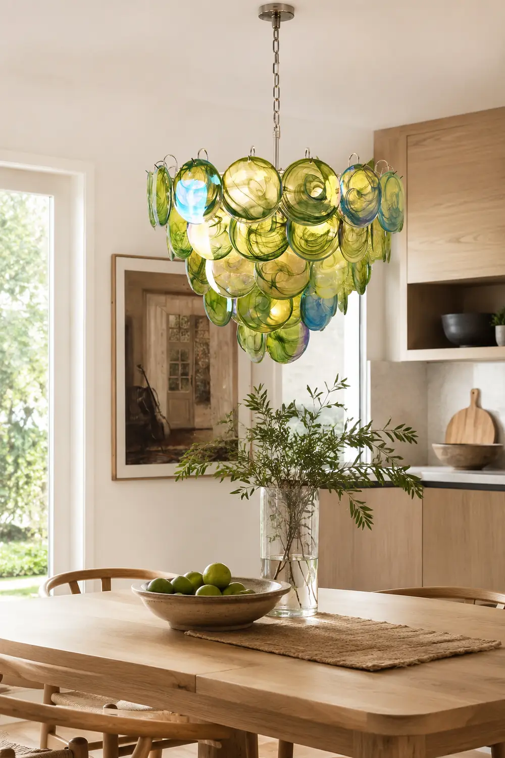 Green Murano Disc Chandelier - Lumpaz