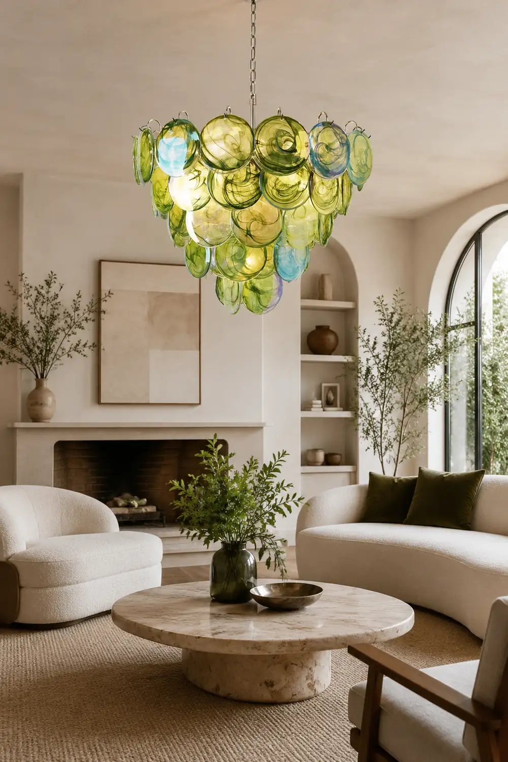 Green Murano Disc Chandelier - Lumpaz