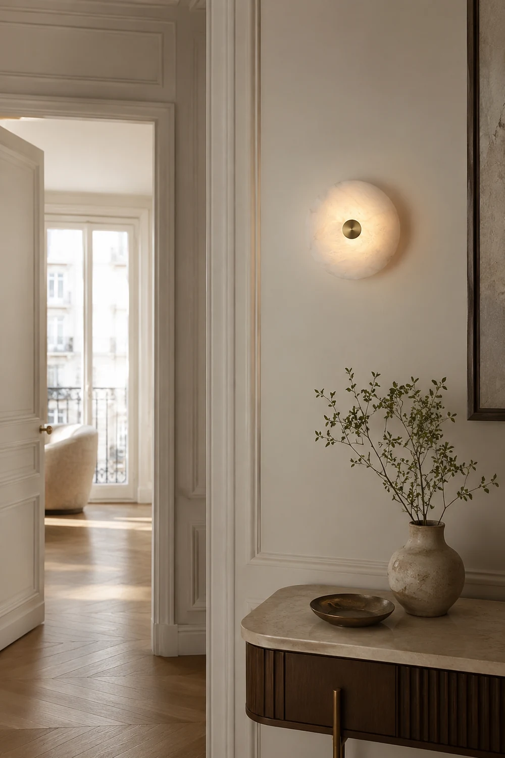 Disc Shaped Alabaster Wall Light - Lumpaz